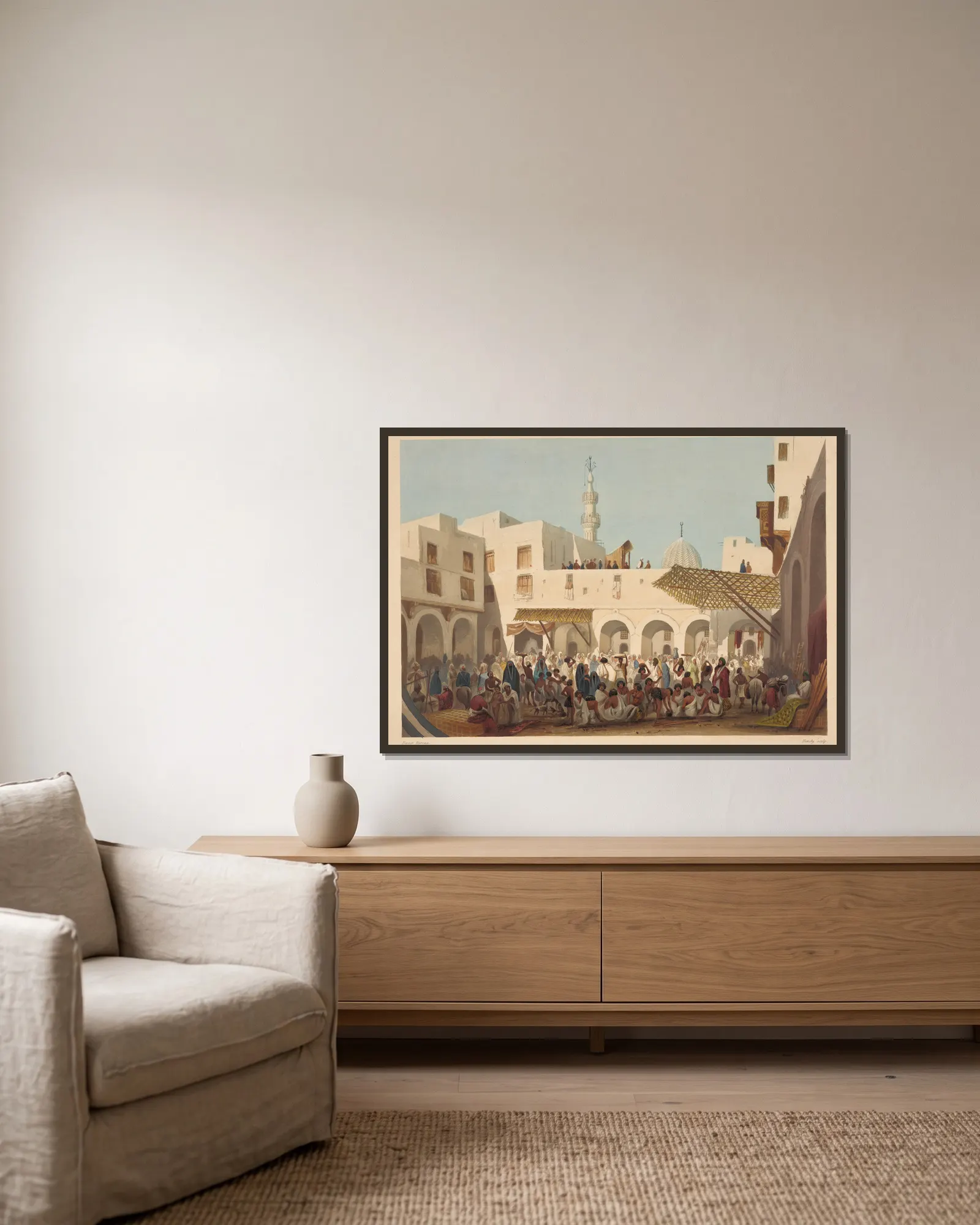 Marche d’esclaves (Slave market) av Hector Horeau inramad på en vägg