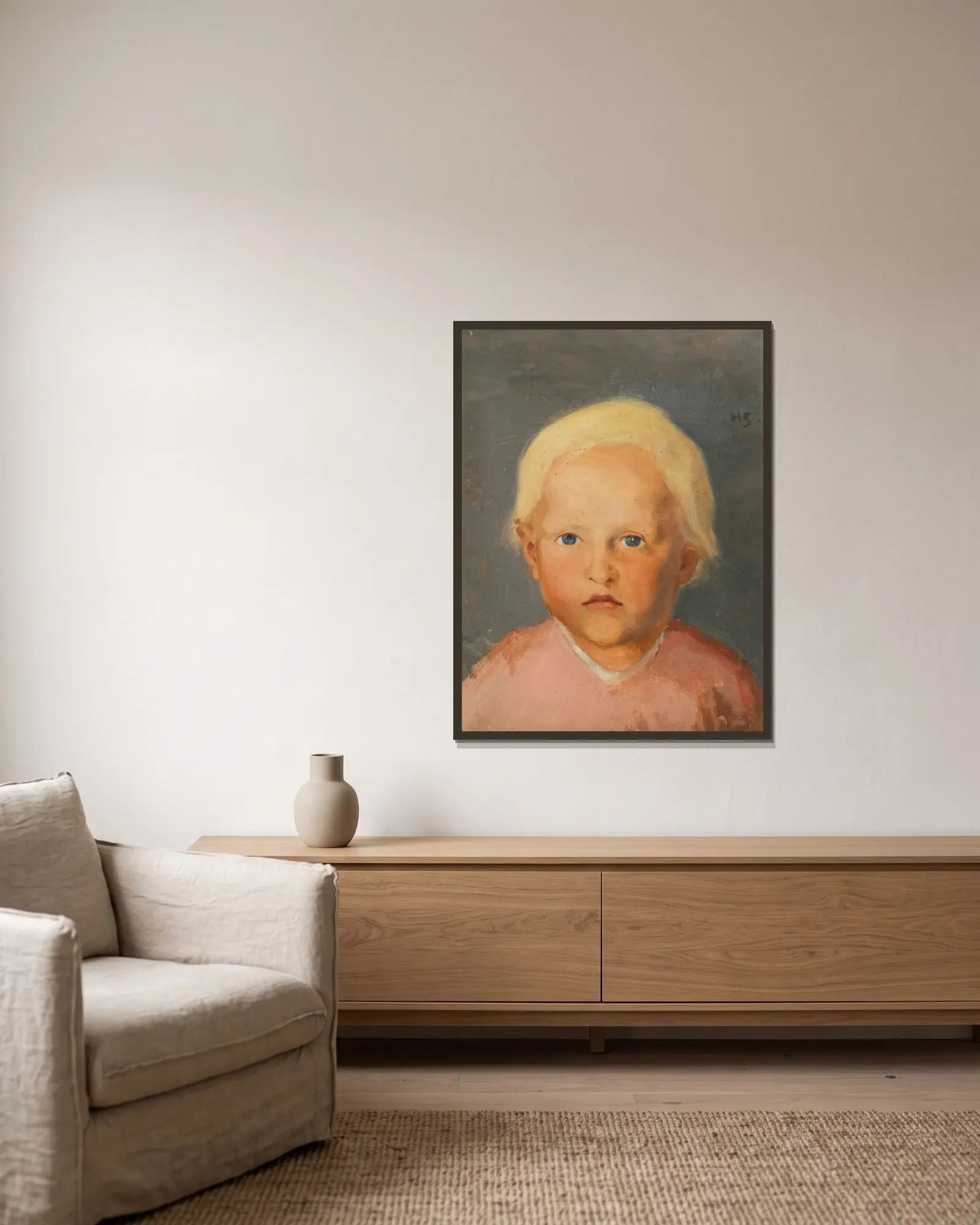 Flaxen-haired boy av Helene Schjerfbeck inramad på en vägg
