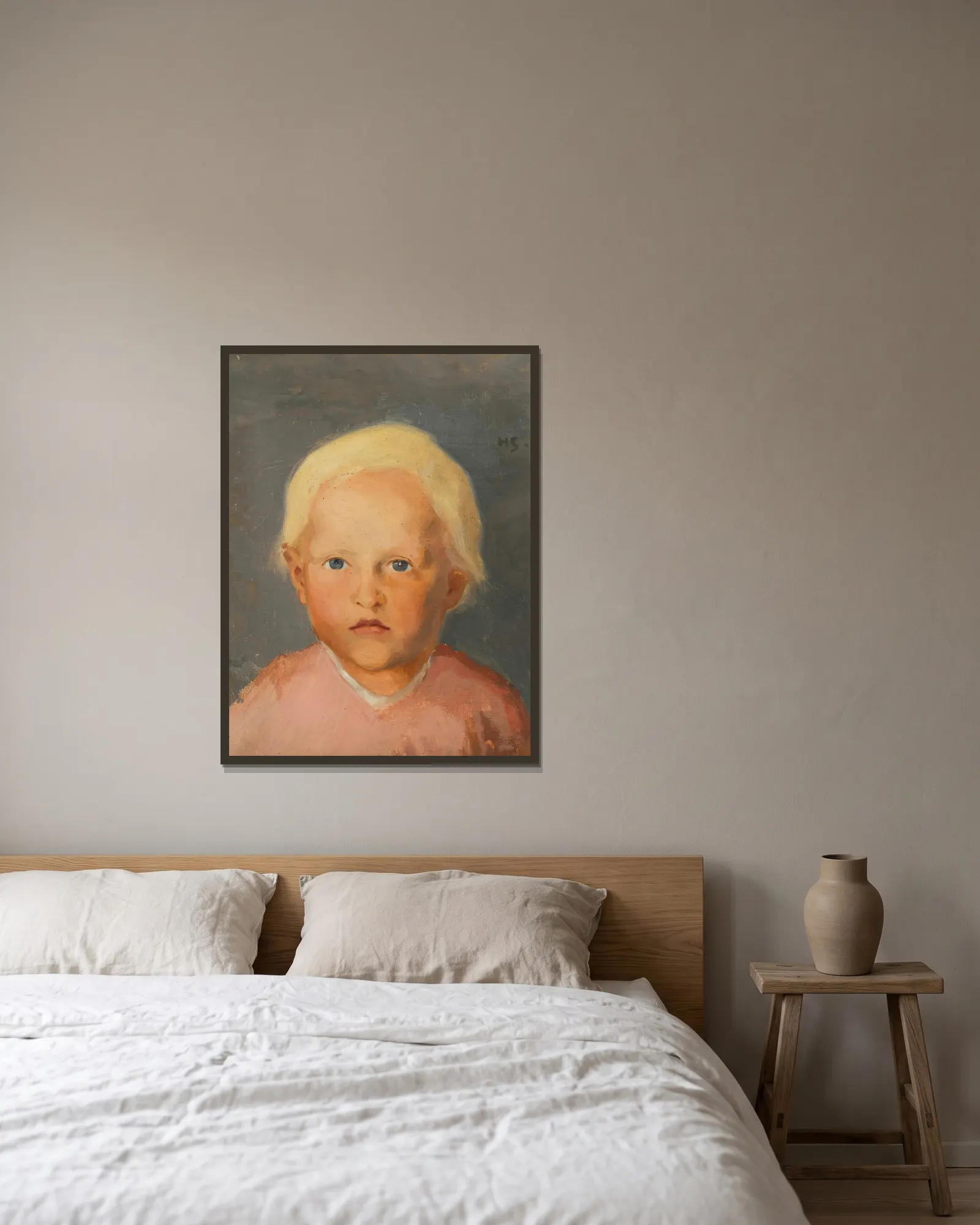 Flaxen-haired boy av Helene Schjerfbeck inramad på en vägg
