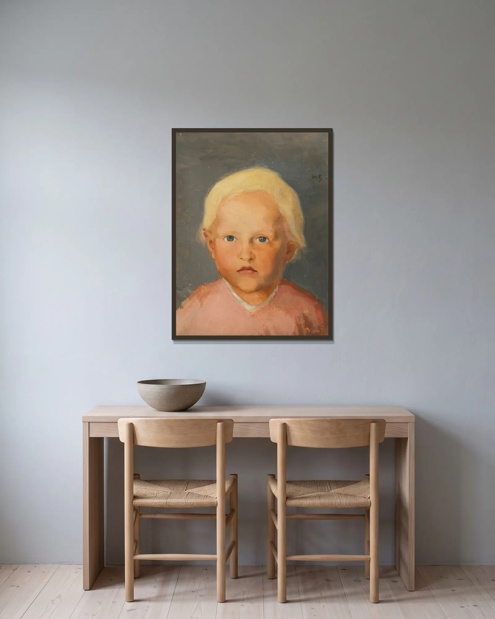 Flaxen-haired boy av Helene Schjerfbeck inramad på en vägg