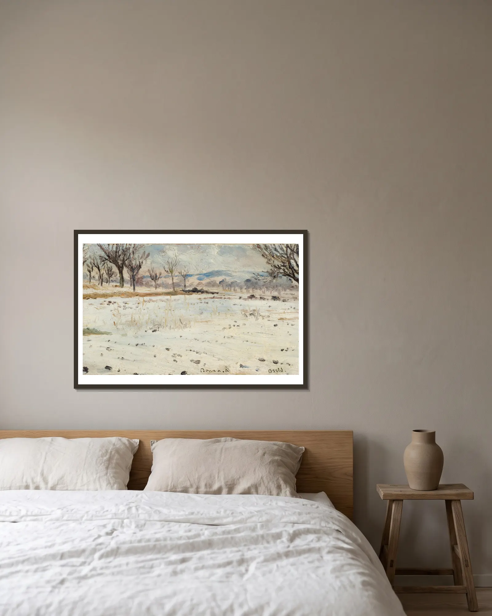 Winter Landscape av Helmer Osslund inramad på en vägg