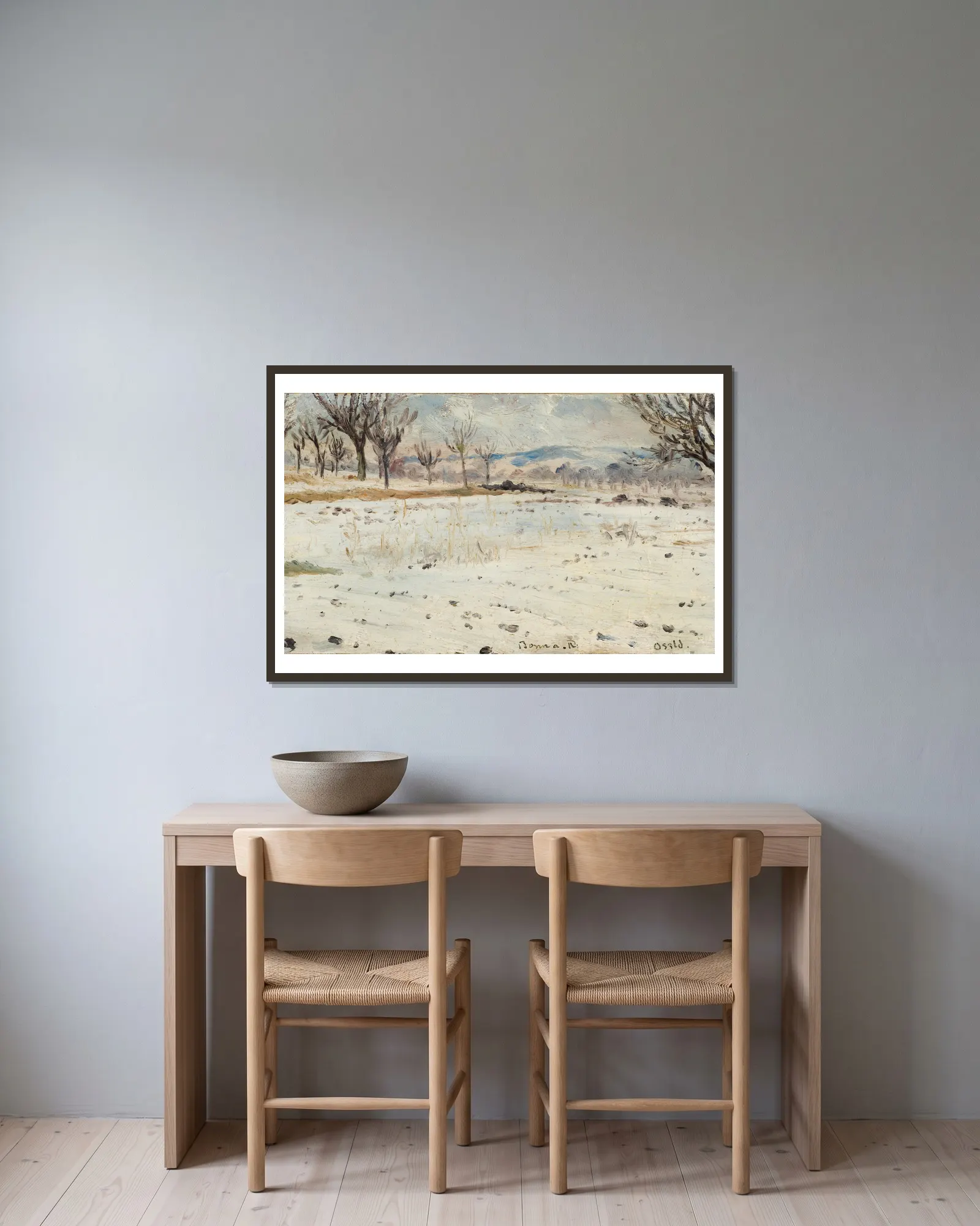Winter Landscape av Helmer Osslund inramad på en vägg