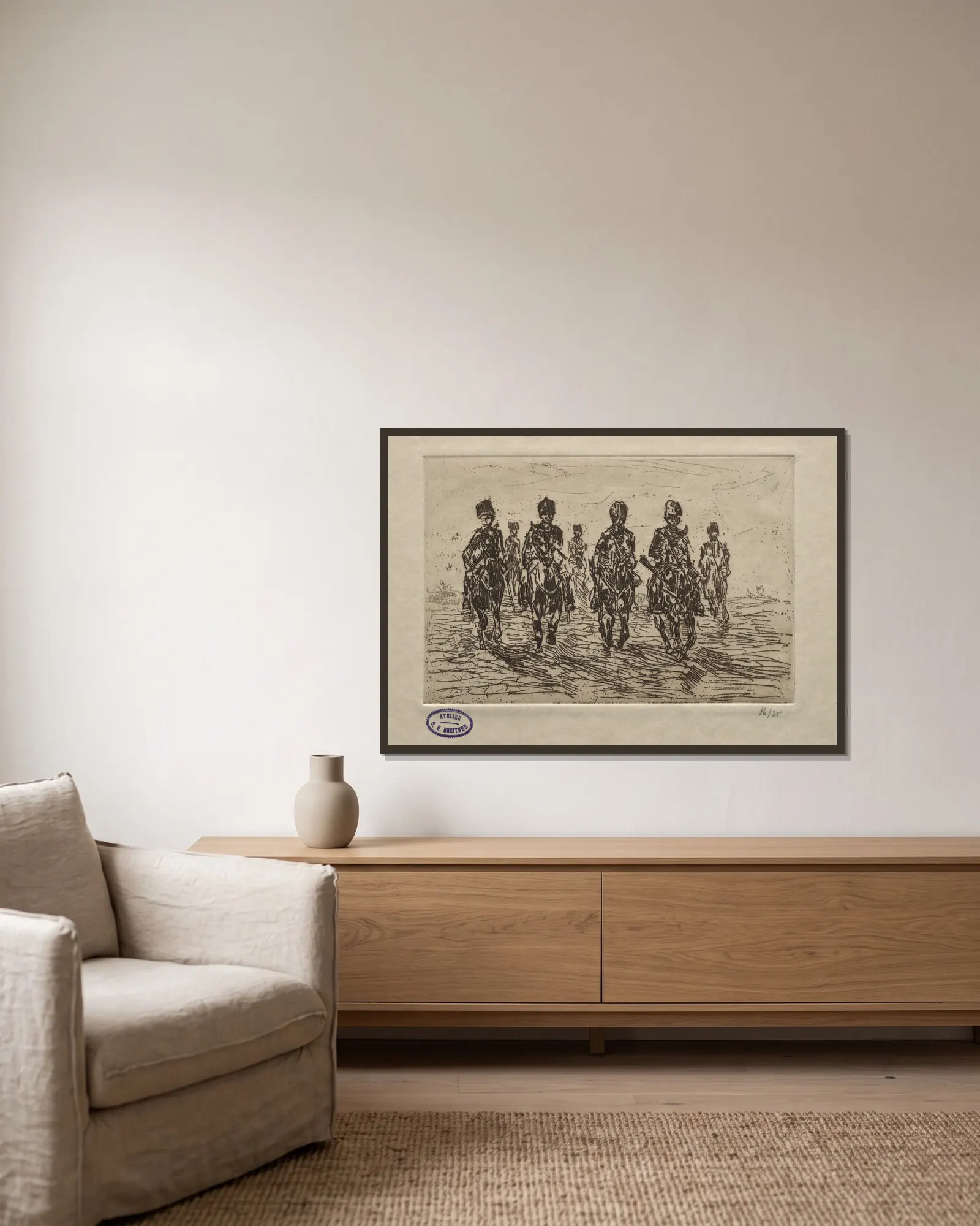 Cavalry Scene av George Hendrik Breitner inramad på en vägg