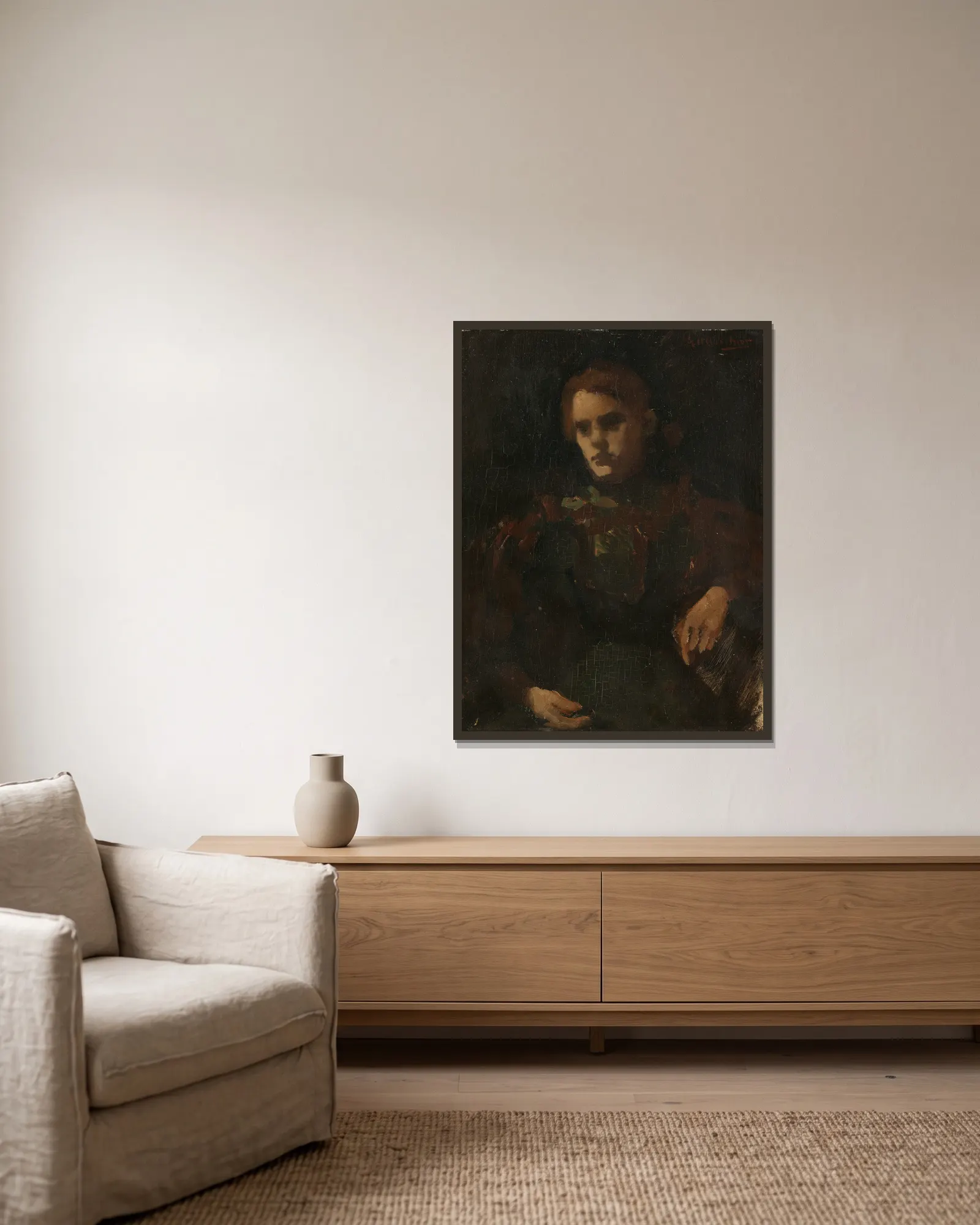 Study after the Model av George Hendrik Breitner inramad på en vägg