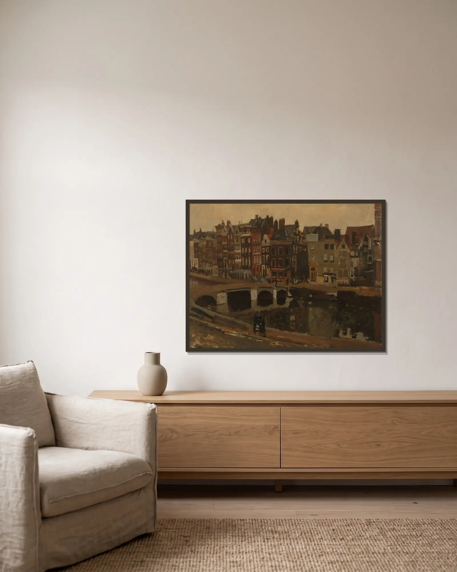 The Rokin, Amsterdam av George Hendrik Breitner inramad på en vägg