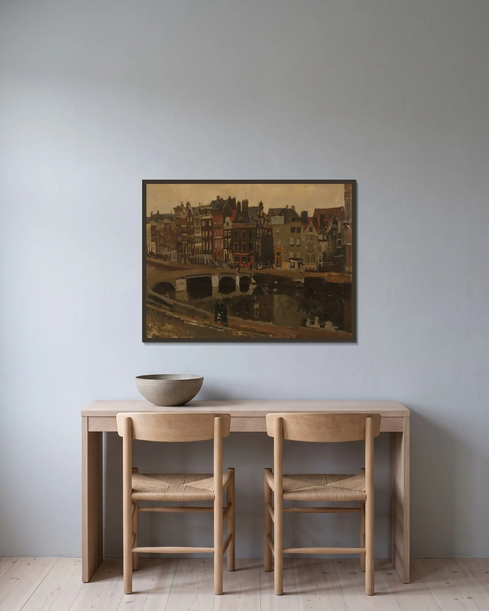 The Rokin, Amsterdam av George Hendrik Breitner inramad på en vägg