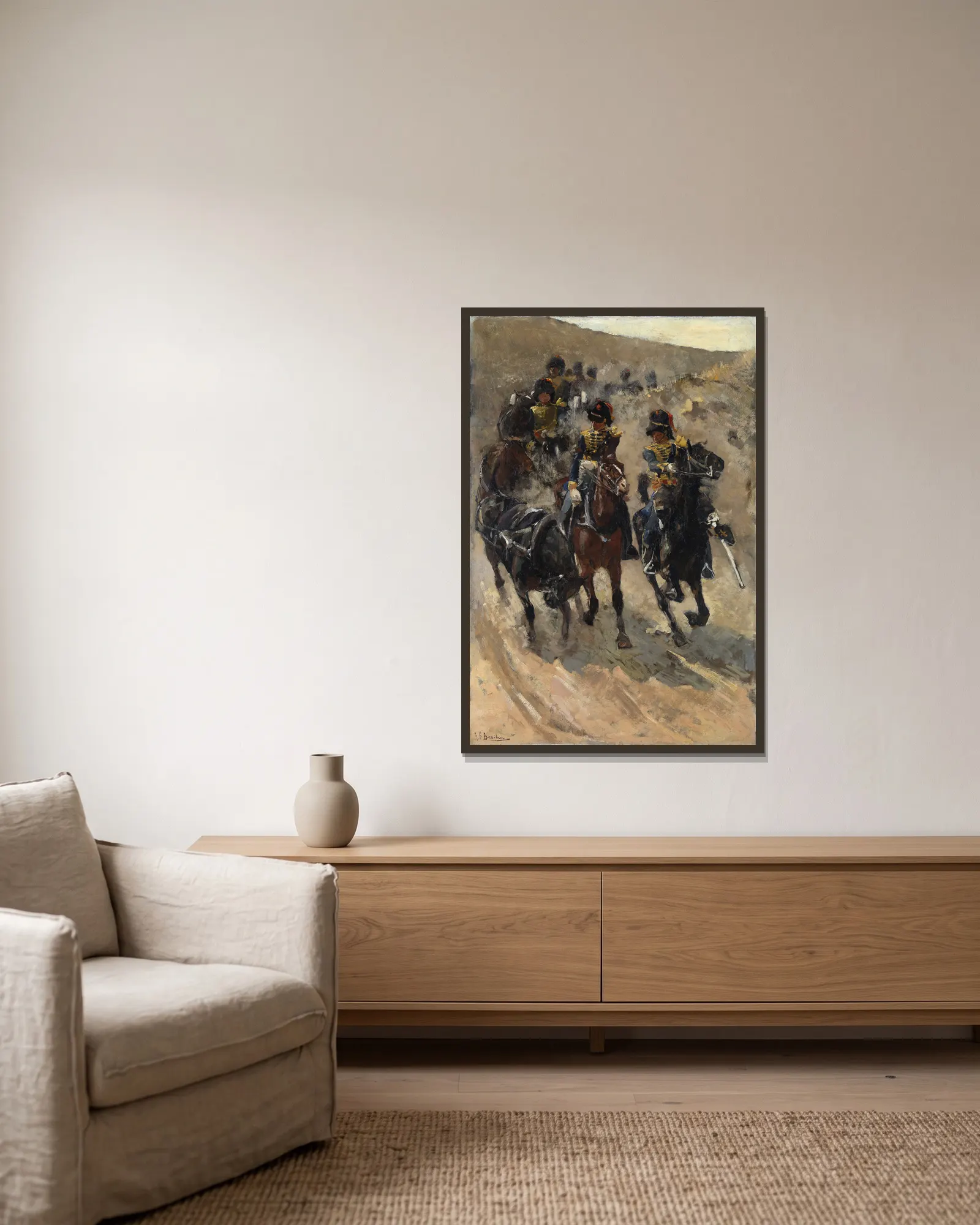 The Yellow Riders av George Hendrik Breitner inramad på en vägg