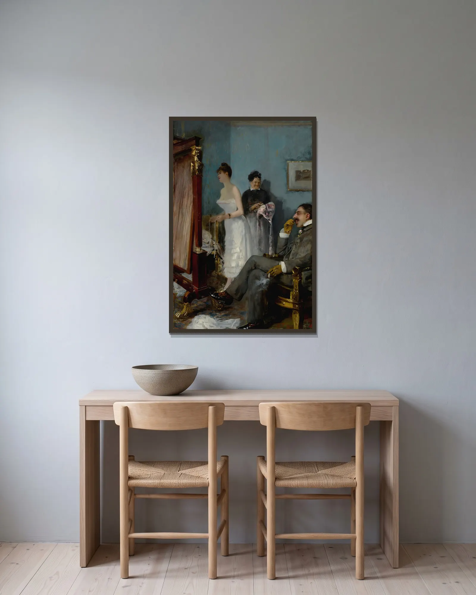 Nana av Henri Gervex inramad på en vägg