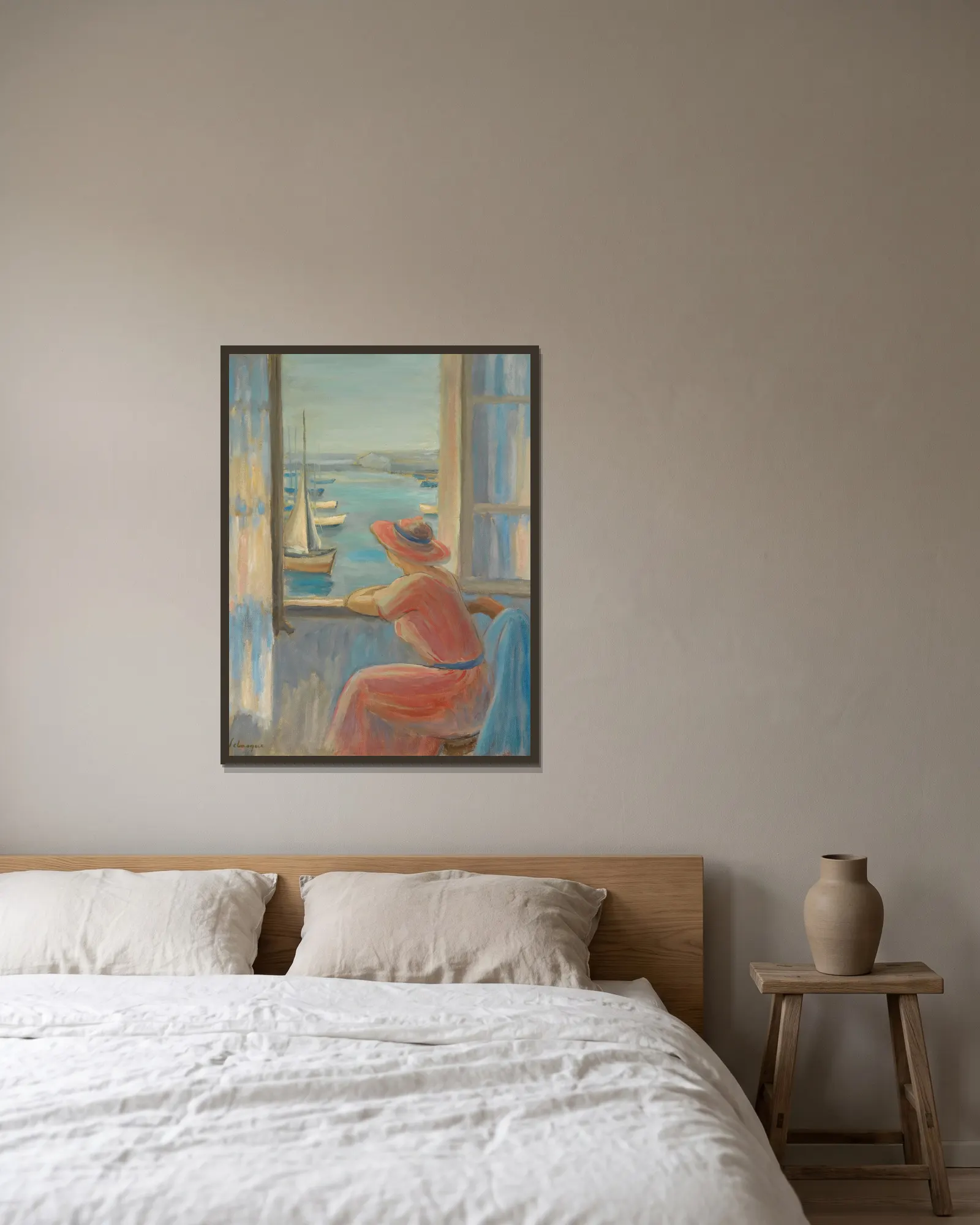 Devant La Fenêtre, Ile D’yeu av Henri Lebasque inramad på en vägg