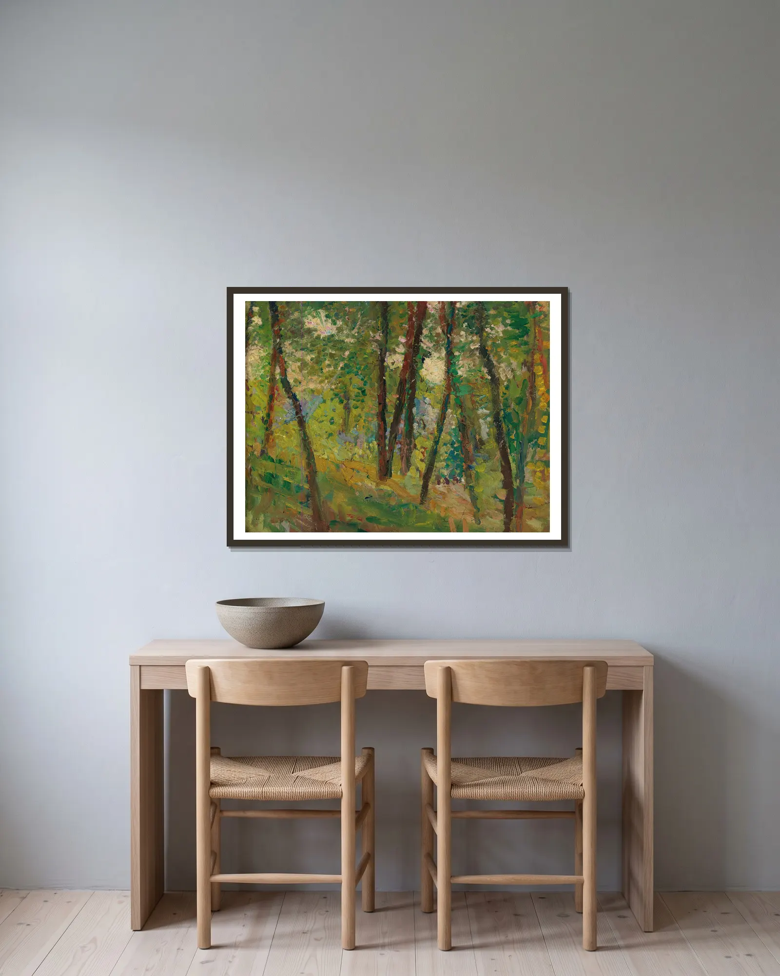Sous-Bois av Henri Martin inramad på en vägg