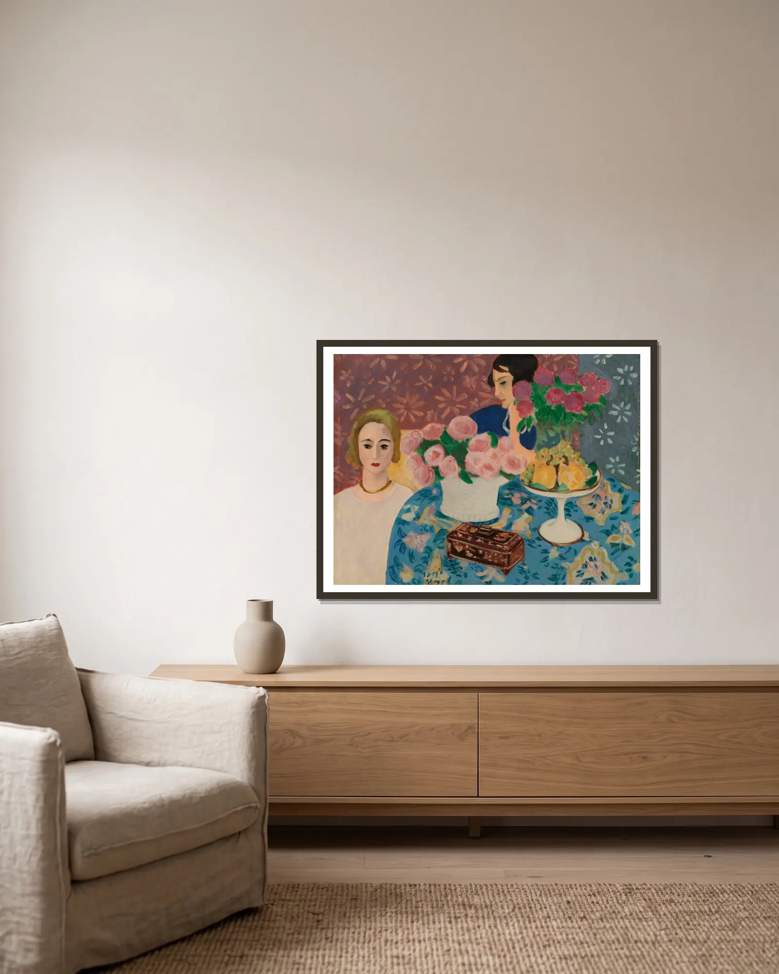 Chinese Casket (Le Coffret chinois) av Henri Matisse inramad på en vägg