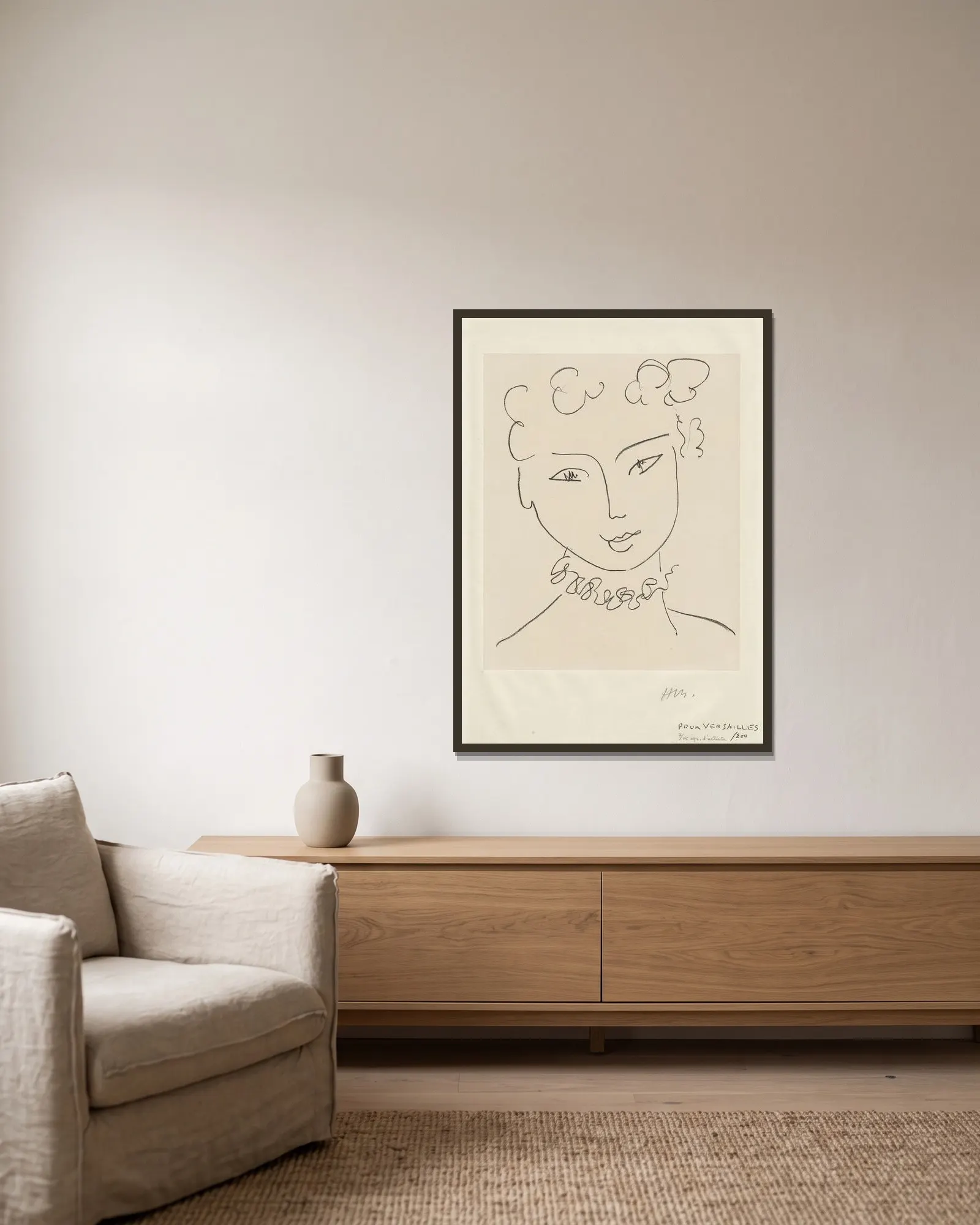 La Pompadour av Henri Matisse inramad på en vägg