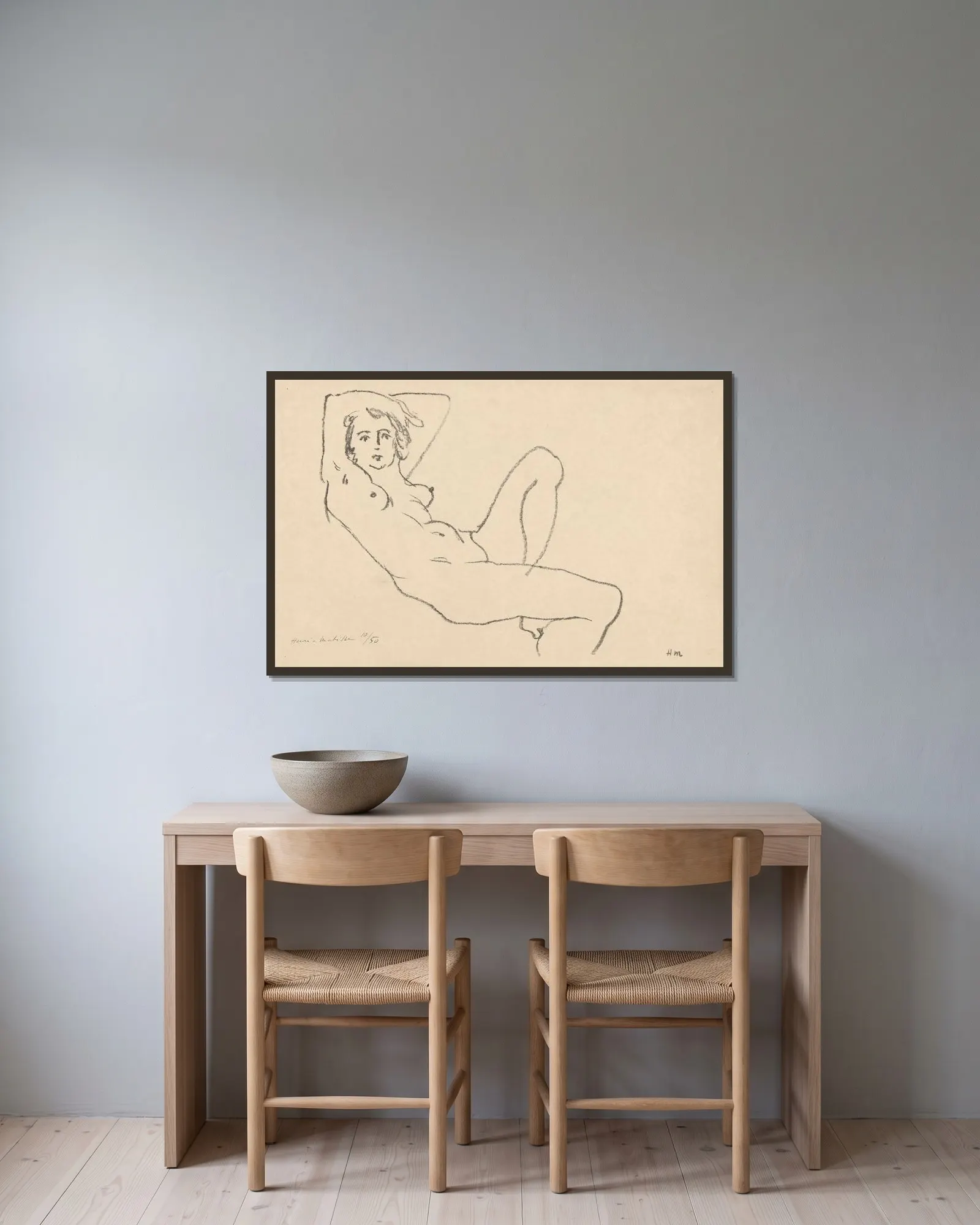 Le Jour av Henri Matisse inramad på en vägg