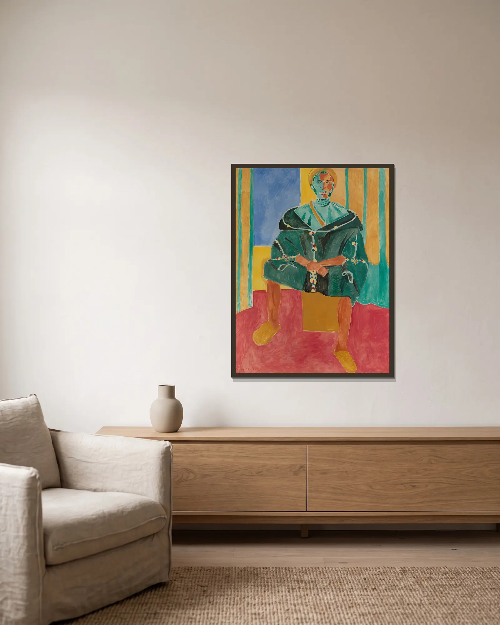 Seated Riffian (Le Rifain assis) av Henri Matisse inramad på en vägg