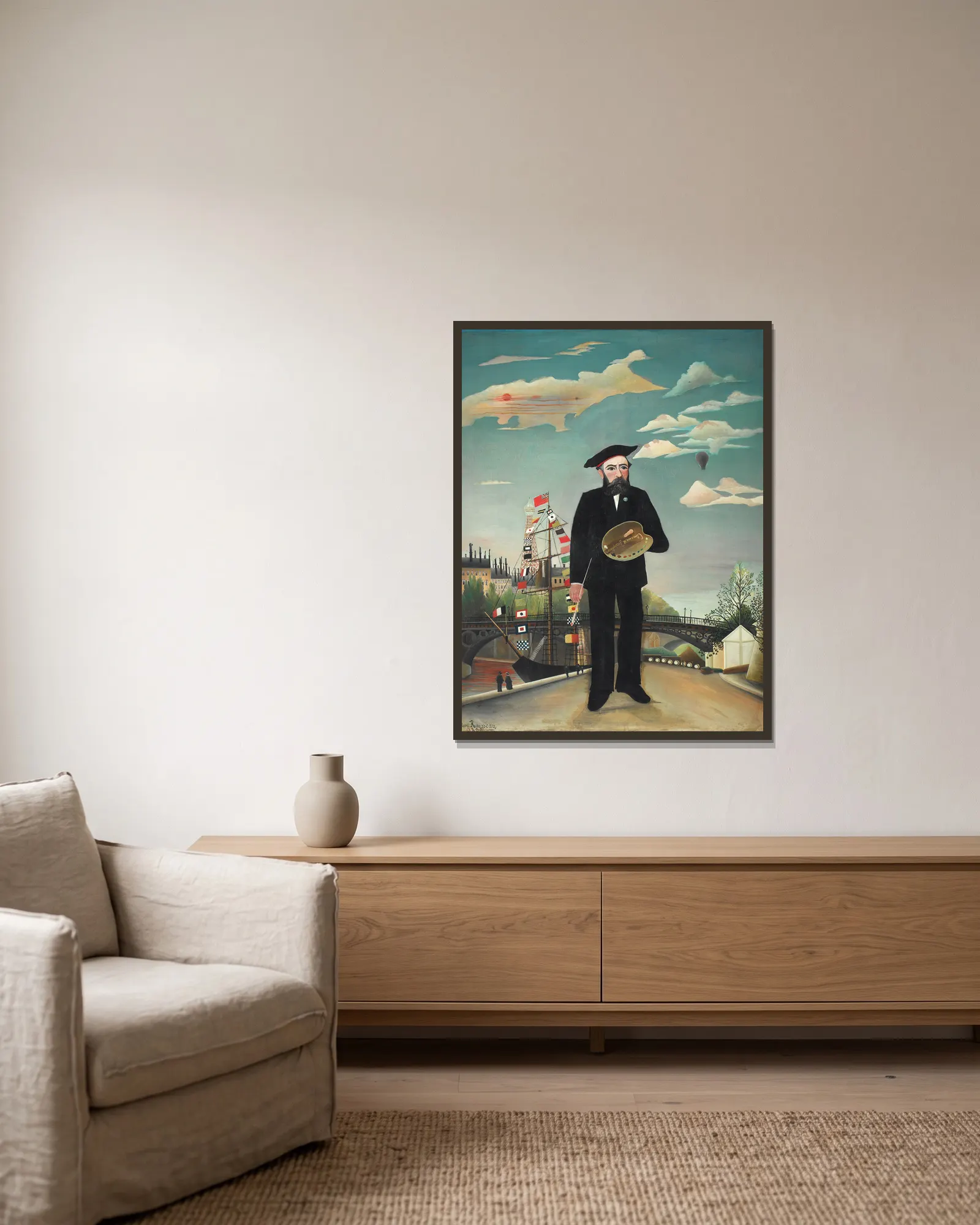 Myself- Portrait – Landscape av Henri Rousseau inramad på en vägg
