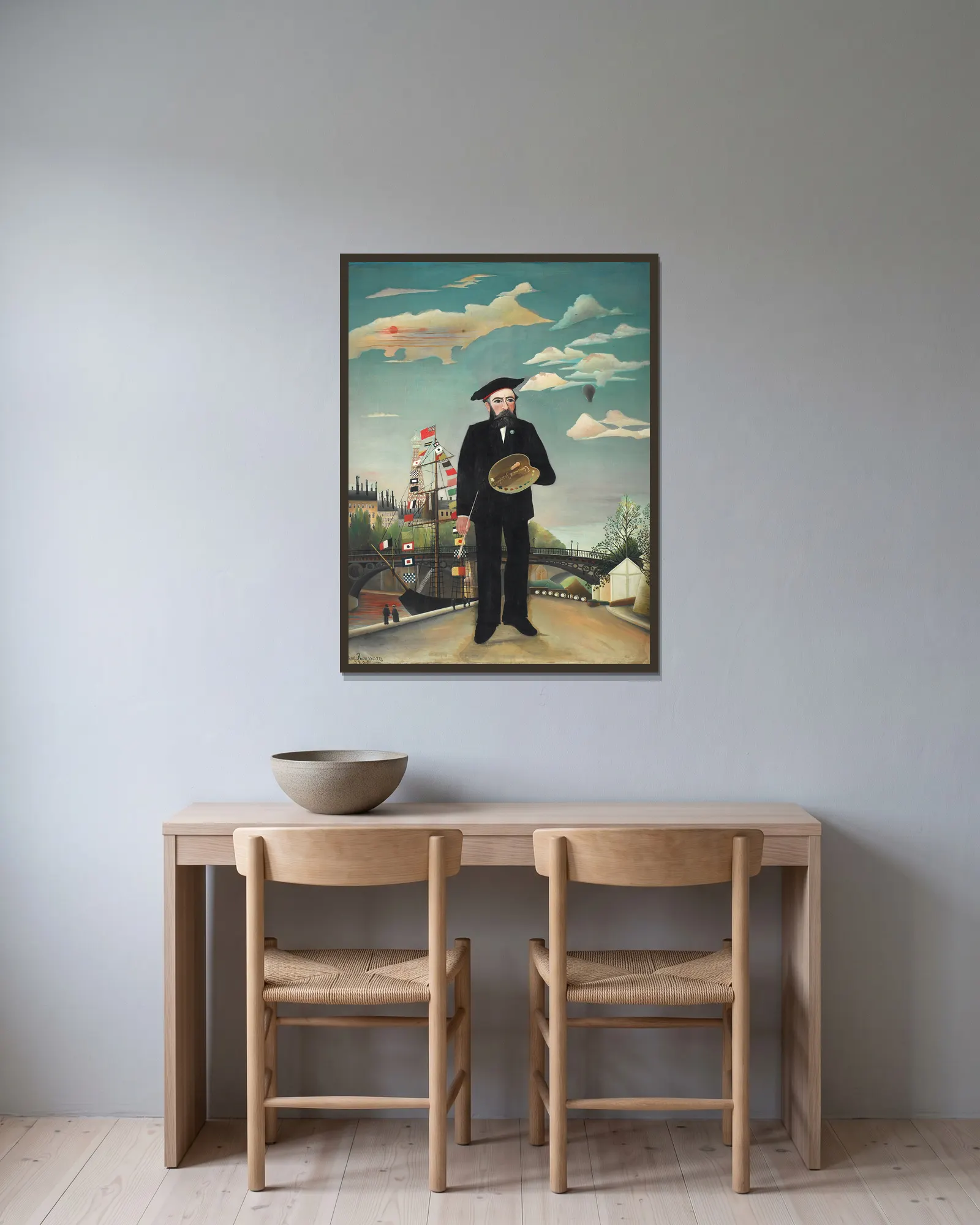 Myself- Portrait – Landscape av Henri Rousseau inramad på en vägg
