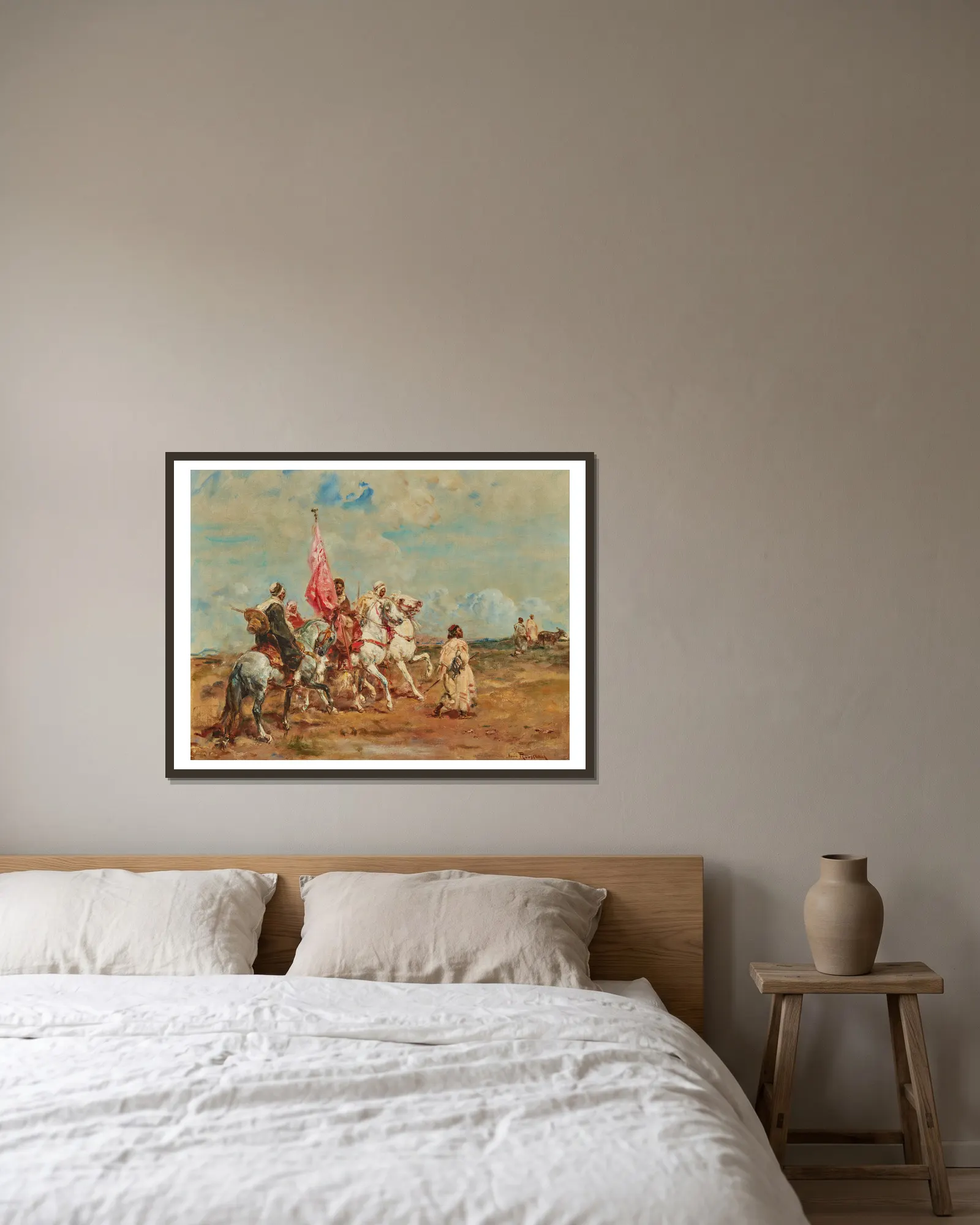 Preparing for the Charge av Henri Rousseau inramad på en vägg