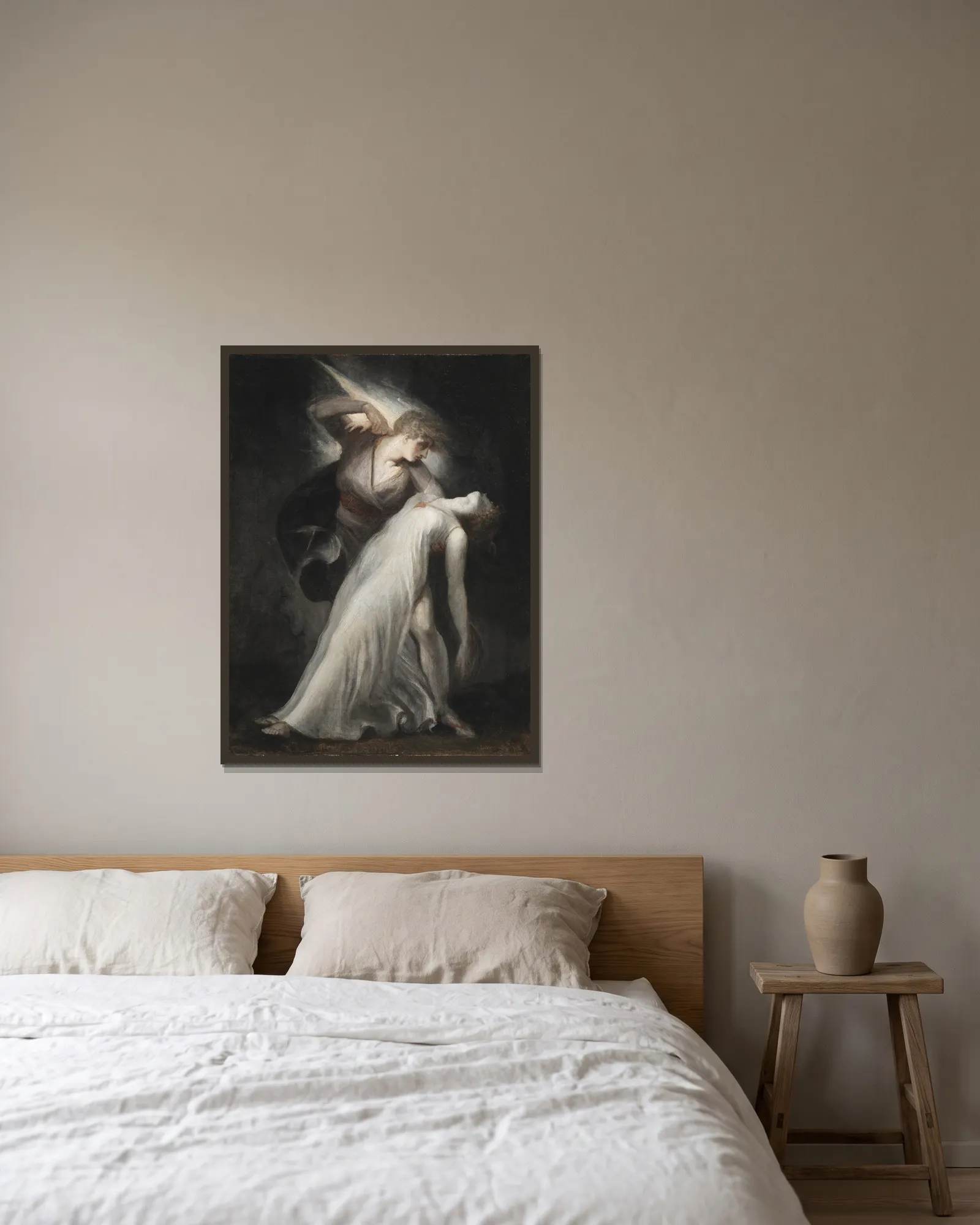 Celadon und Amelia av Henry Fuseli inramad på en vägg