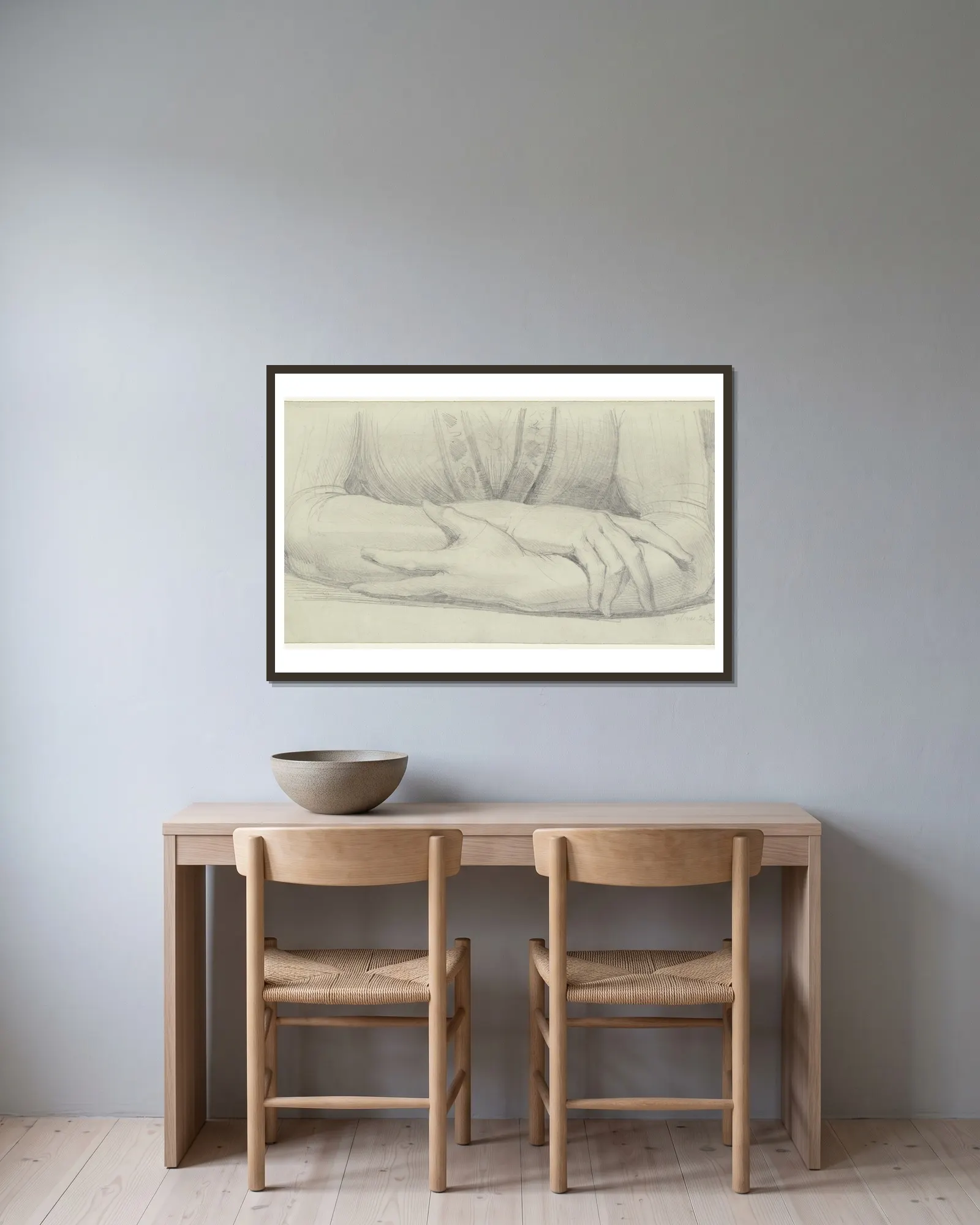 Handschuhe av Henry Fuseli inramad på en vägg