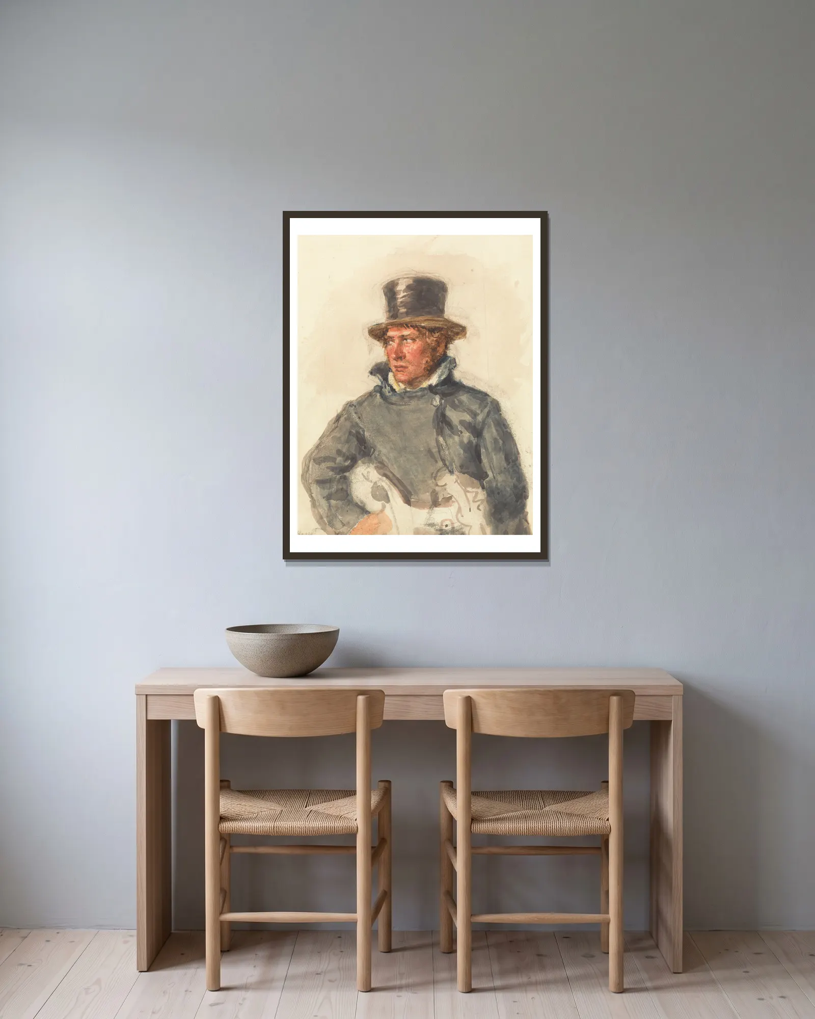 A Postillion av William Henry Hunt inramad på en vägg