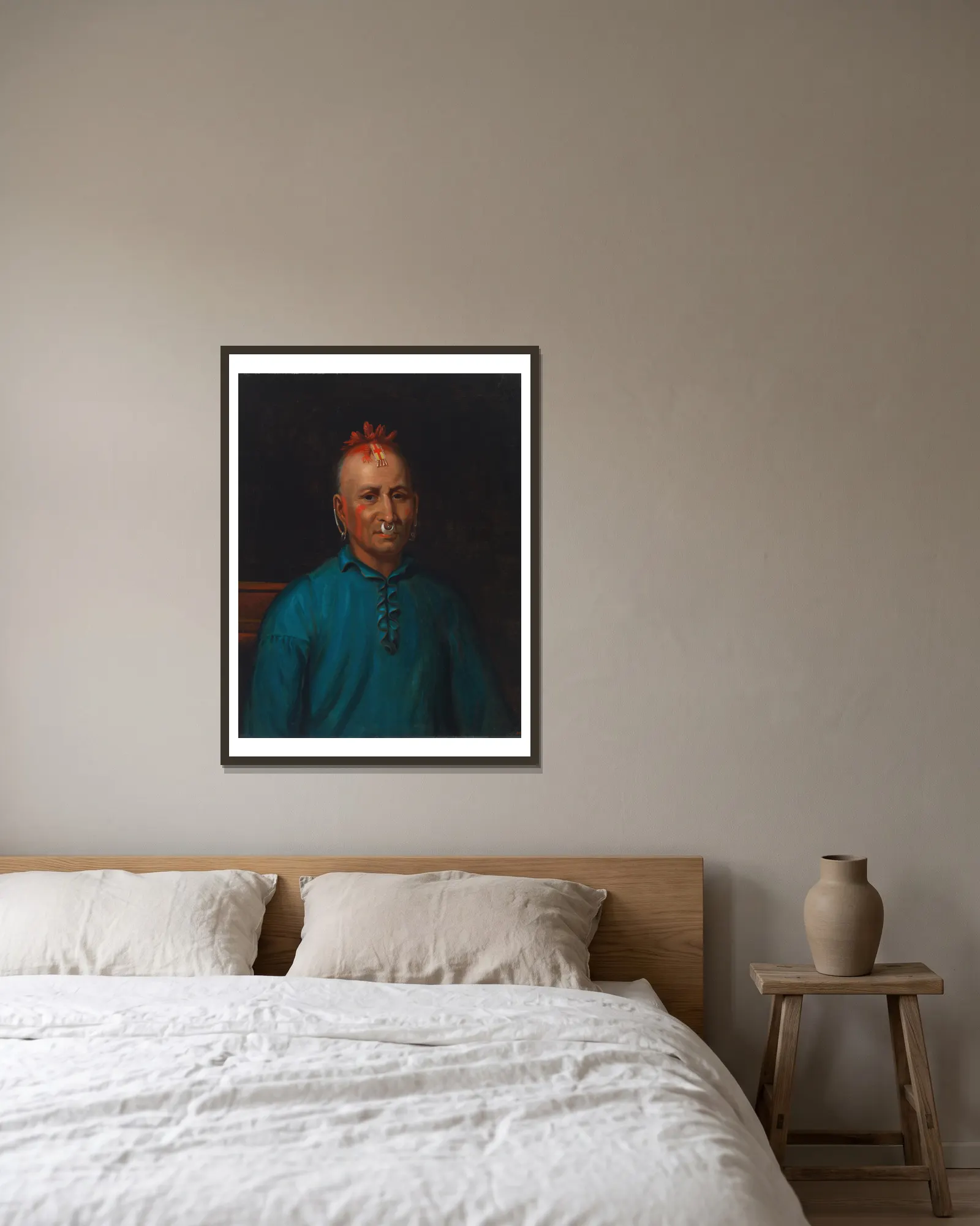 Kish-Kallo-Wa (Family Algonquian-Tribe Shawnee) av Henry Inman inramad på en vägg