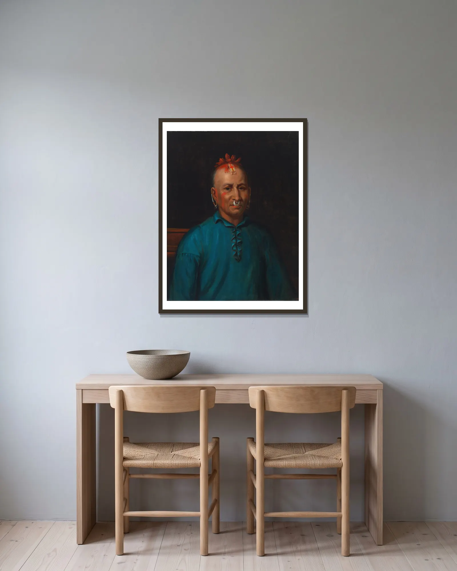 Kish-Kallo-Wa (Family Algonquian-Tribe Shawnee) av Henry Inman inramad på en vägg