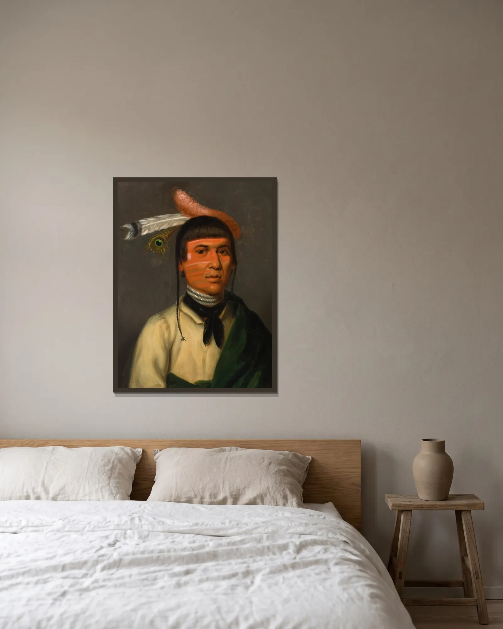 No-Tin (Wind), a Chippewa Chief av Henry Inman inramad på en vägg