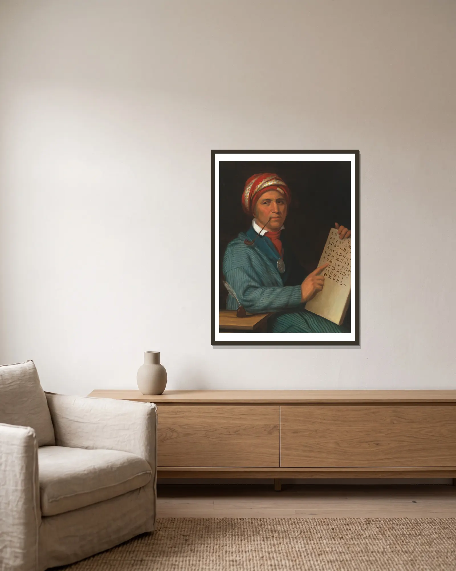 Sequoyah av Henry Inman inramad på en vägg