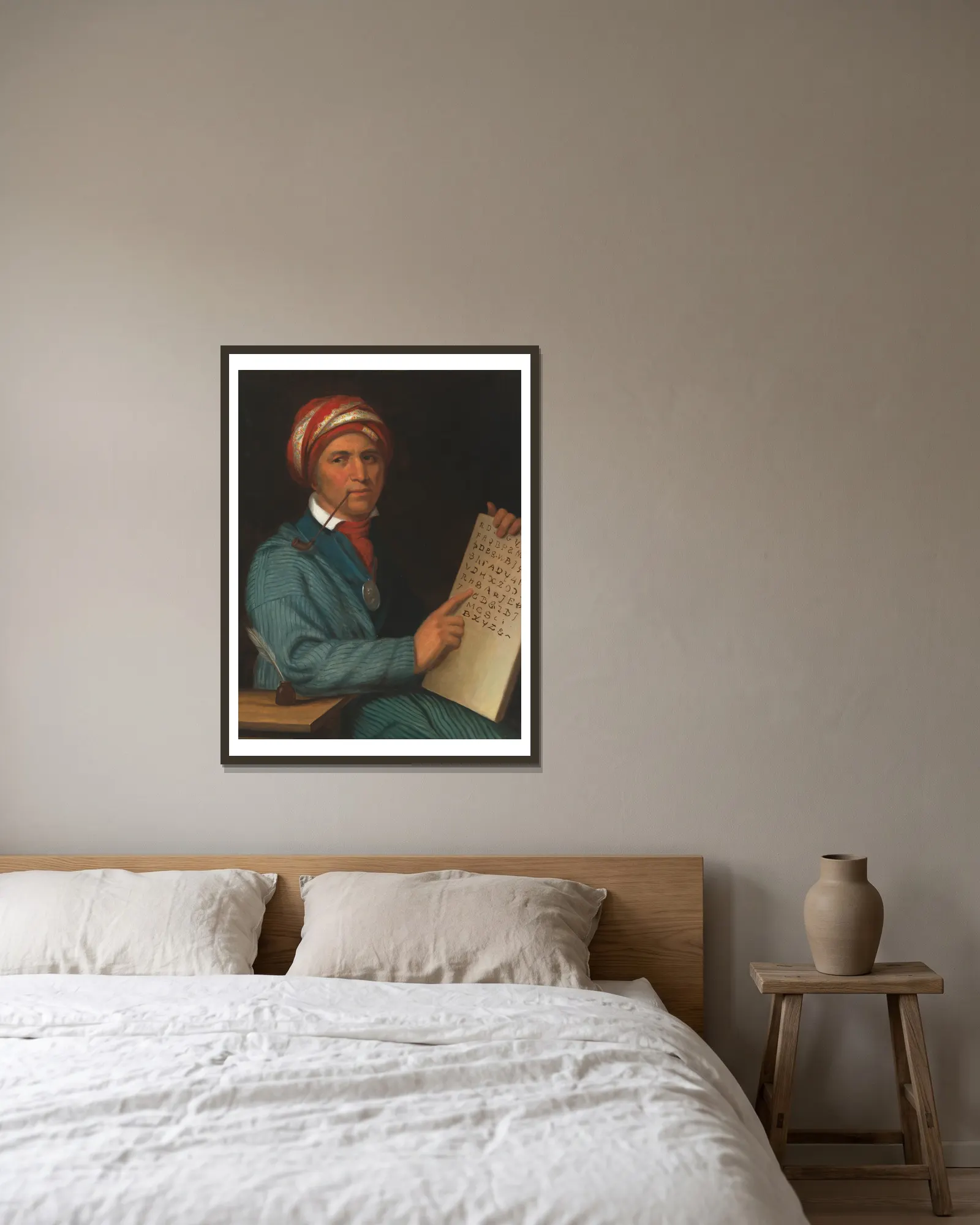 Sequoyah av Henry Inman inramad på en vägg