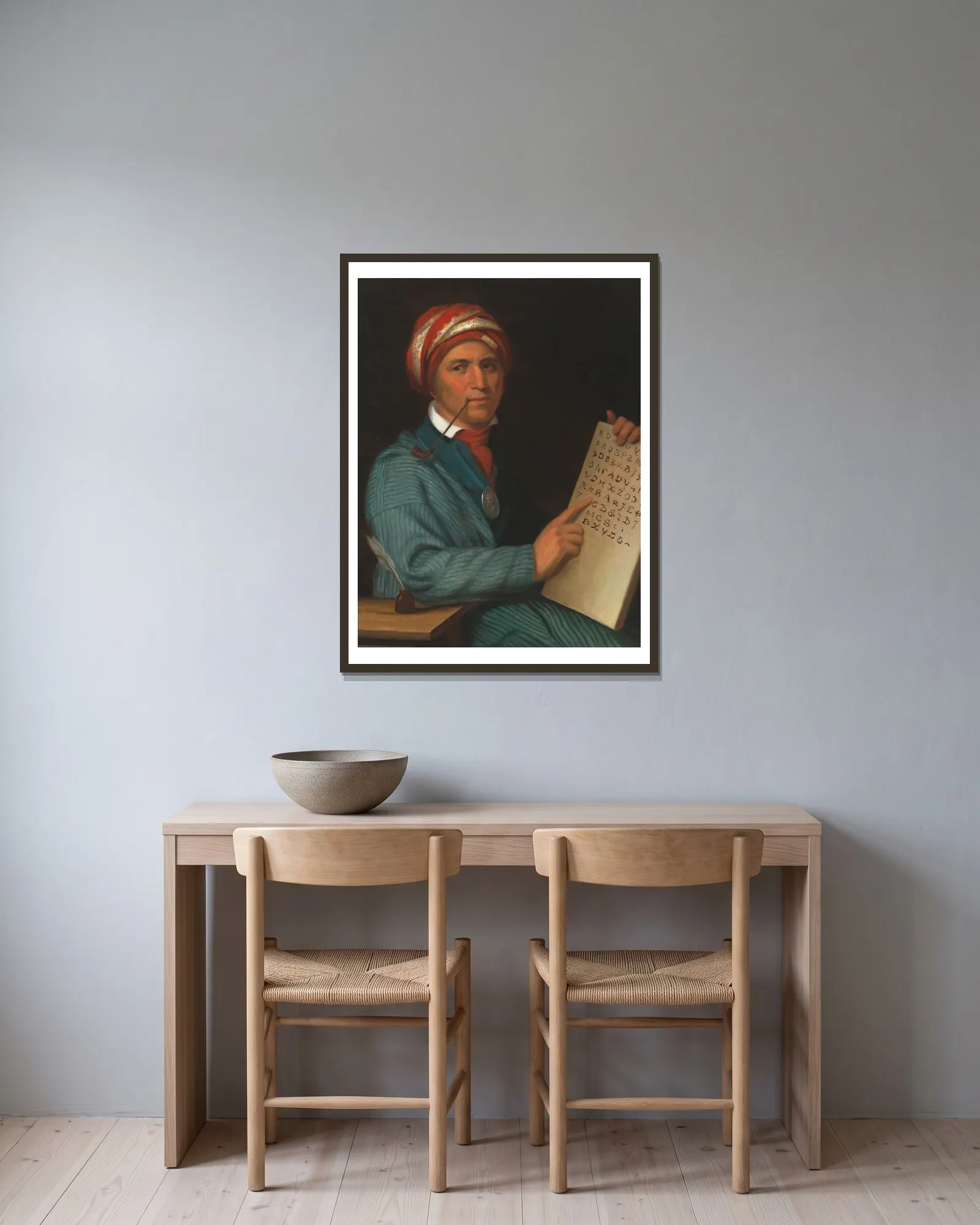 Sequoyah av Henry Inman inramad på en vägg
