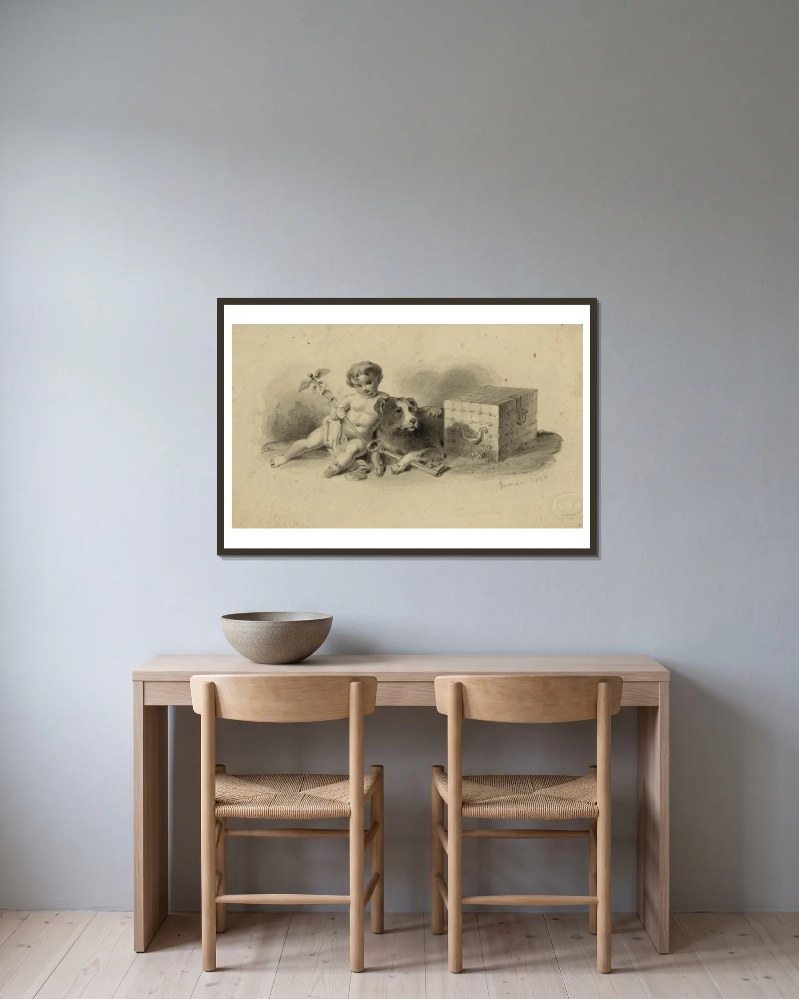 Study for bank-note vignette – nr 2 av Henry Inman inramad på en vägg