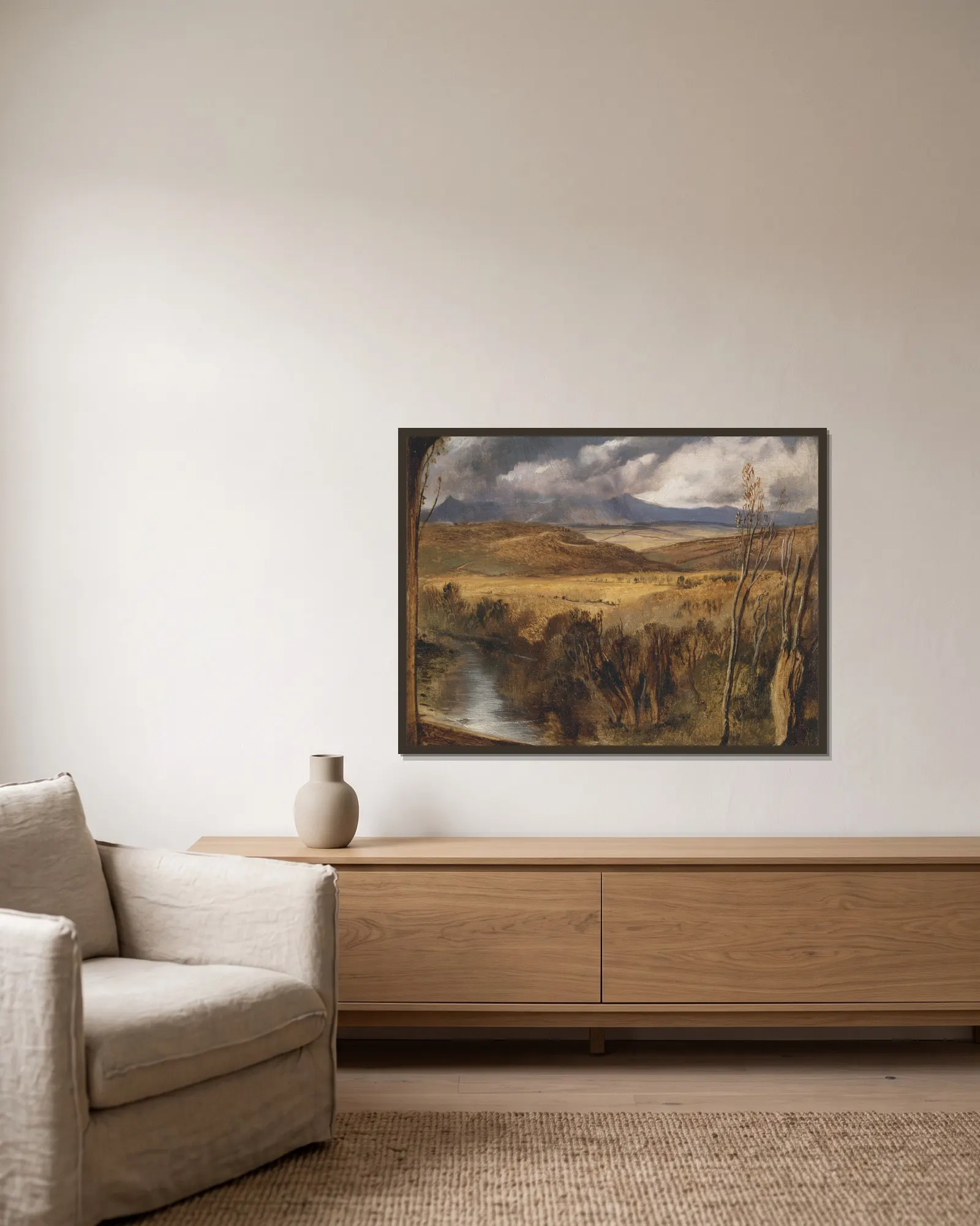 A Highland Landscape av Sir Edwin Henry Landseer inramad på en vägg