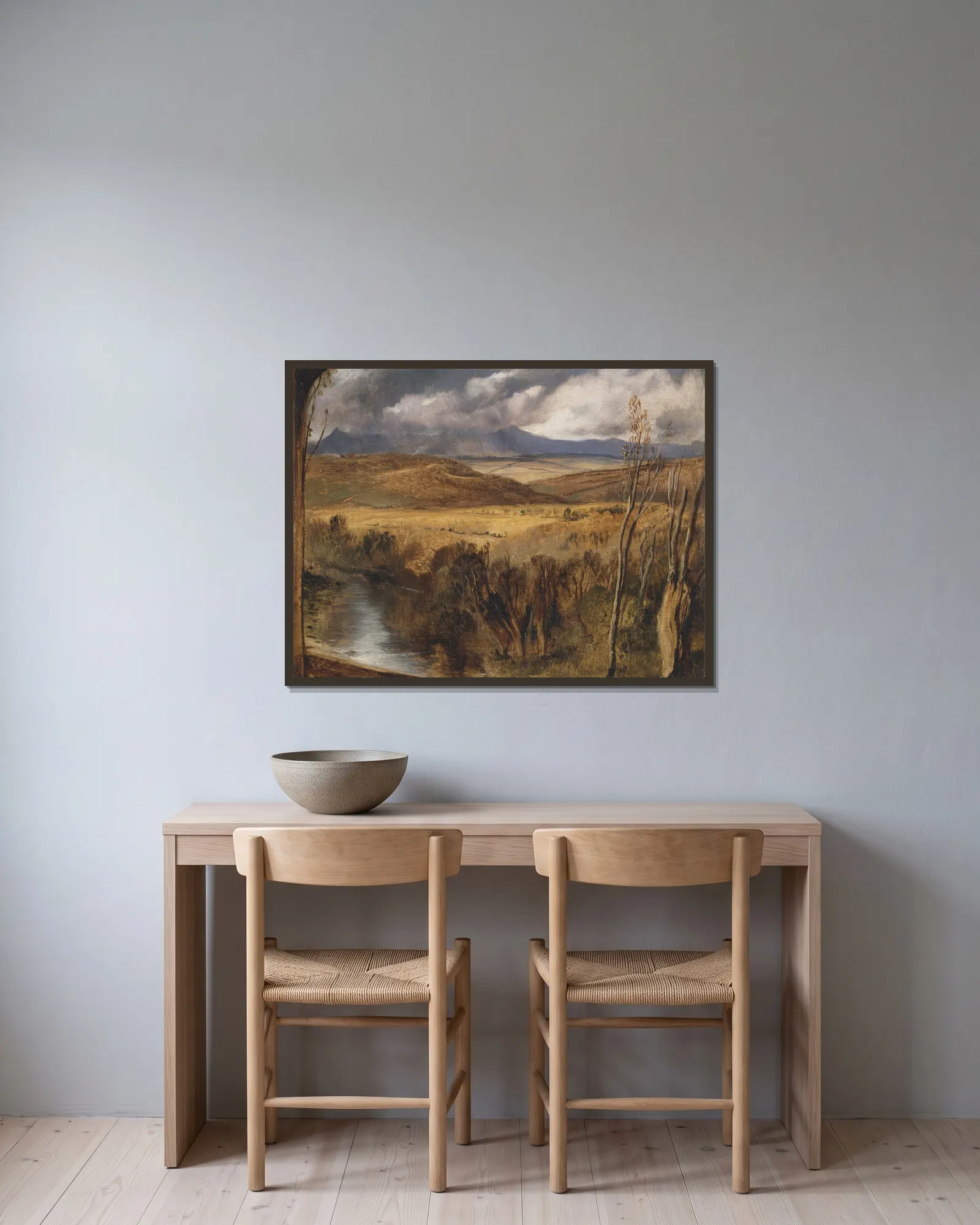 A Highland Landscape av Sir Edwin Henry Landseer inramad på en vägg