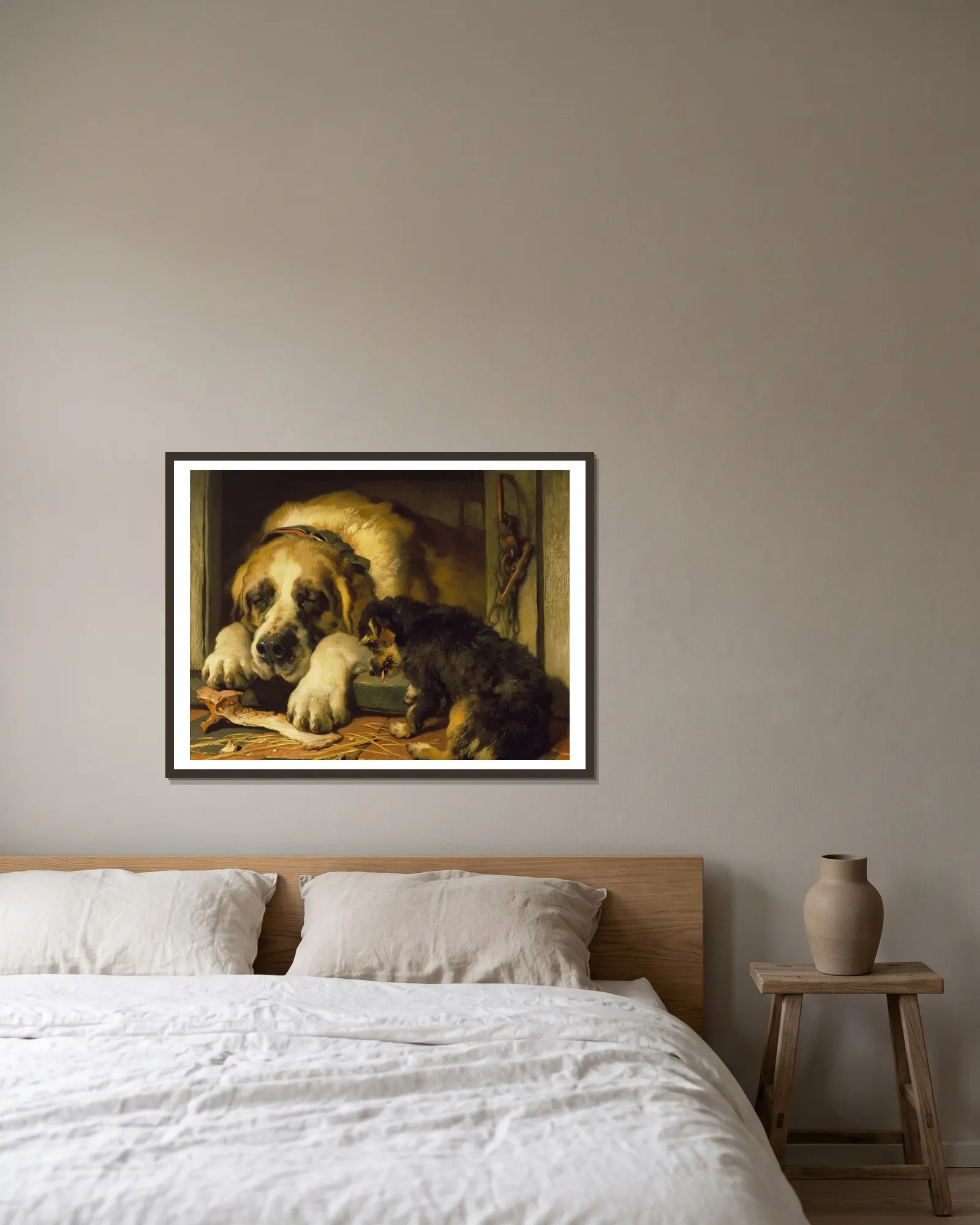 Doubtful Crumbs av Sir Edwin Henry Landseer inramad på en vägg