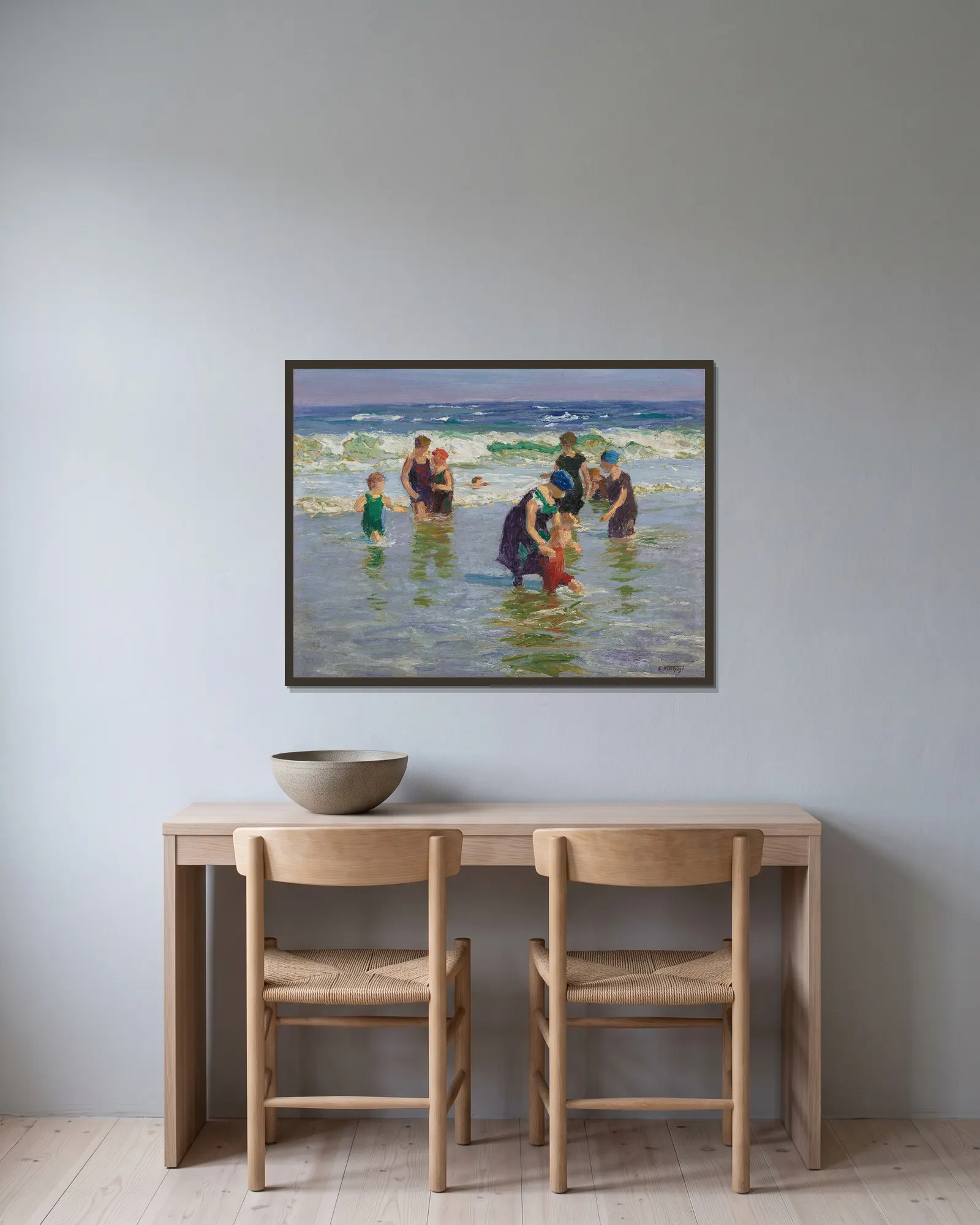 Bathers av Edward Henry Potthast inramad på en vägg