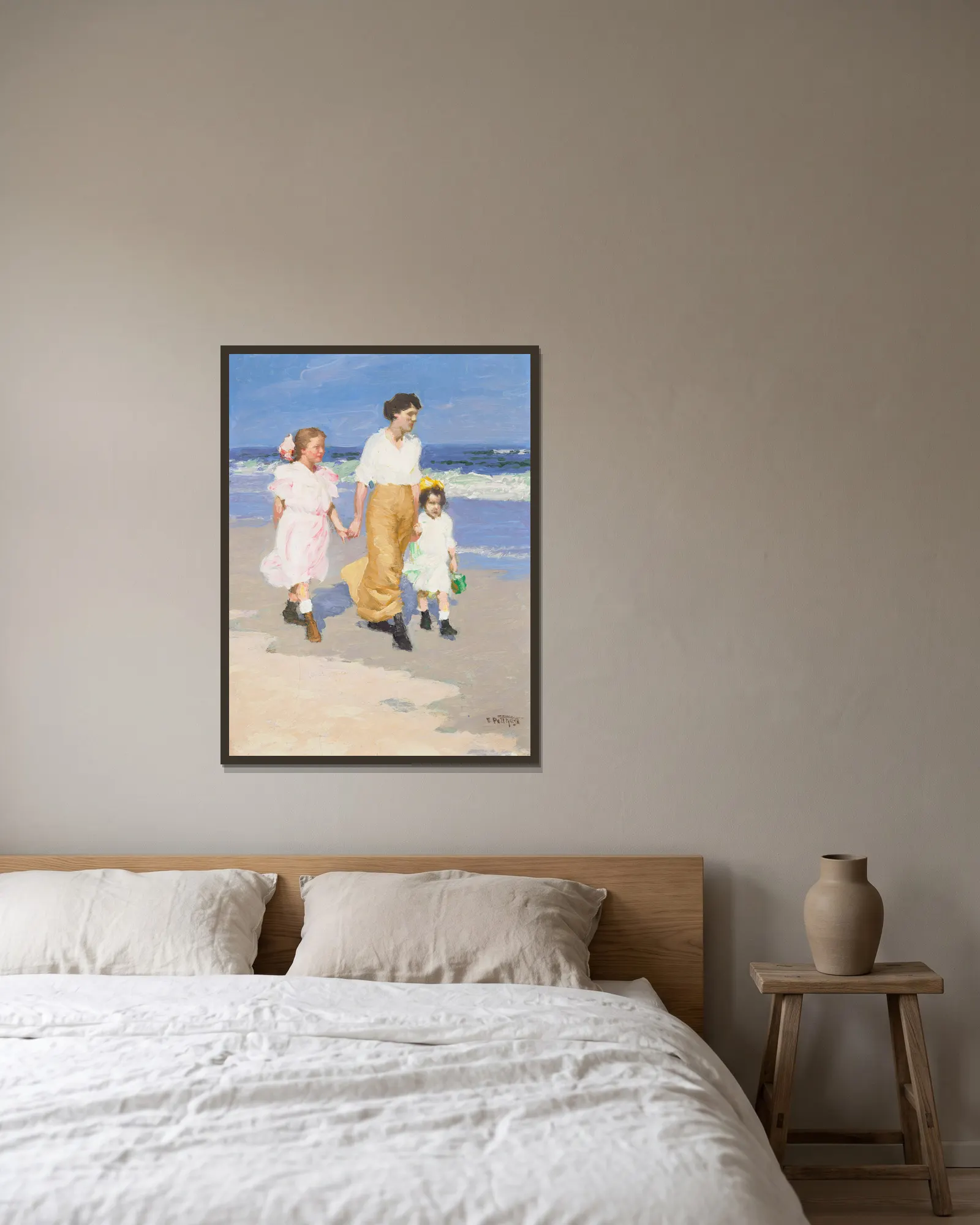On the Beach – nr 2 av Edward Henry Potthast inramad på en vägg