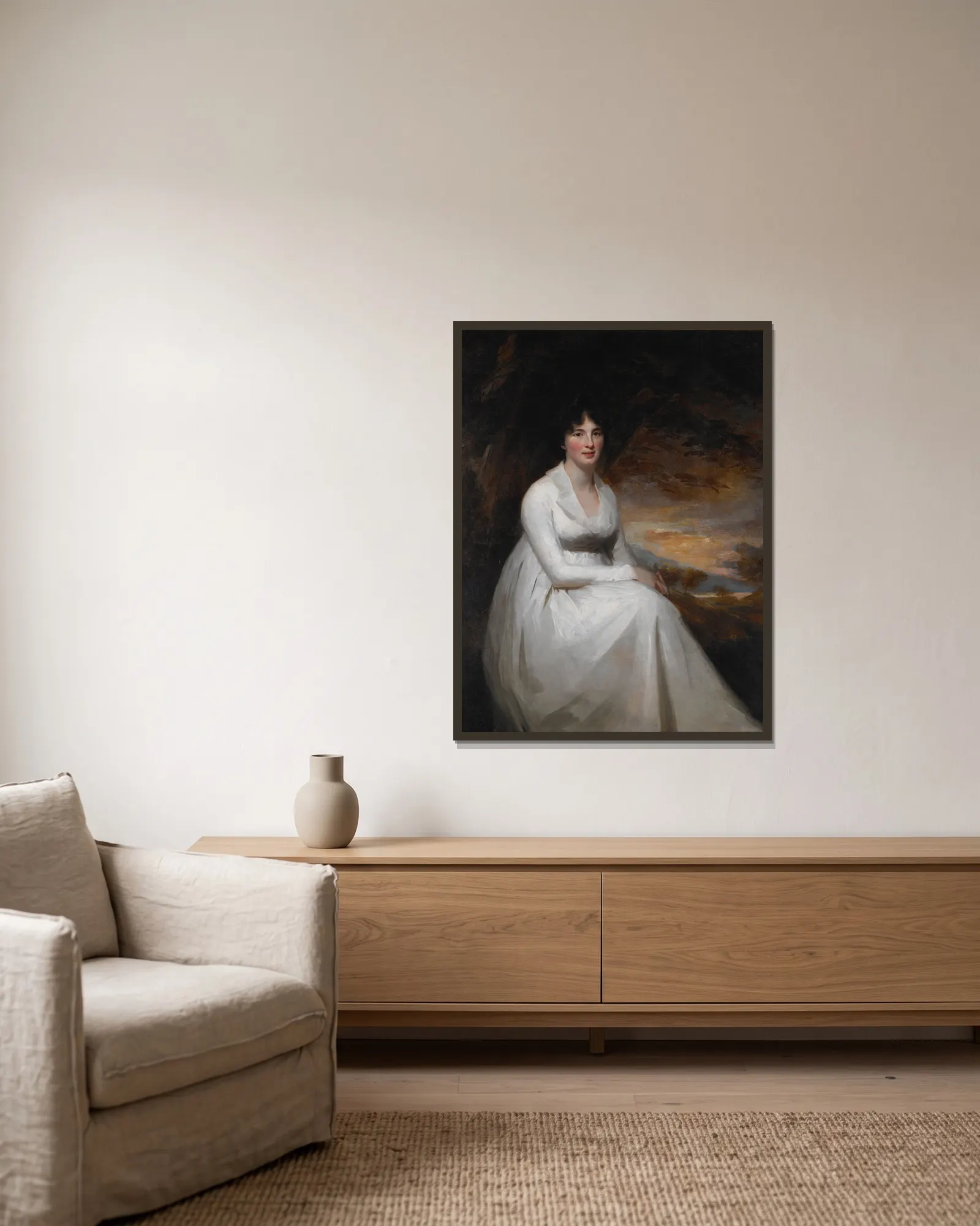 Mrs. Macdowall av Sir Henry Raeburn inramad på en vägg