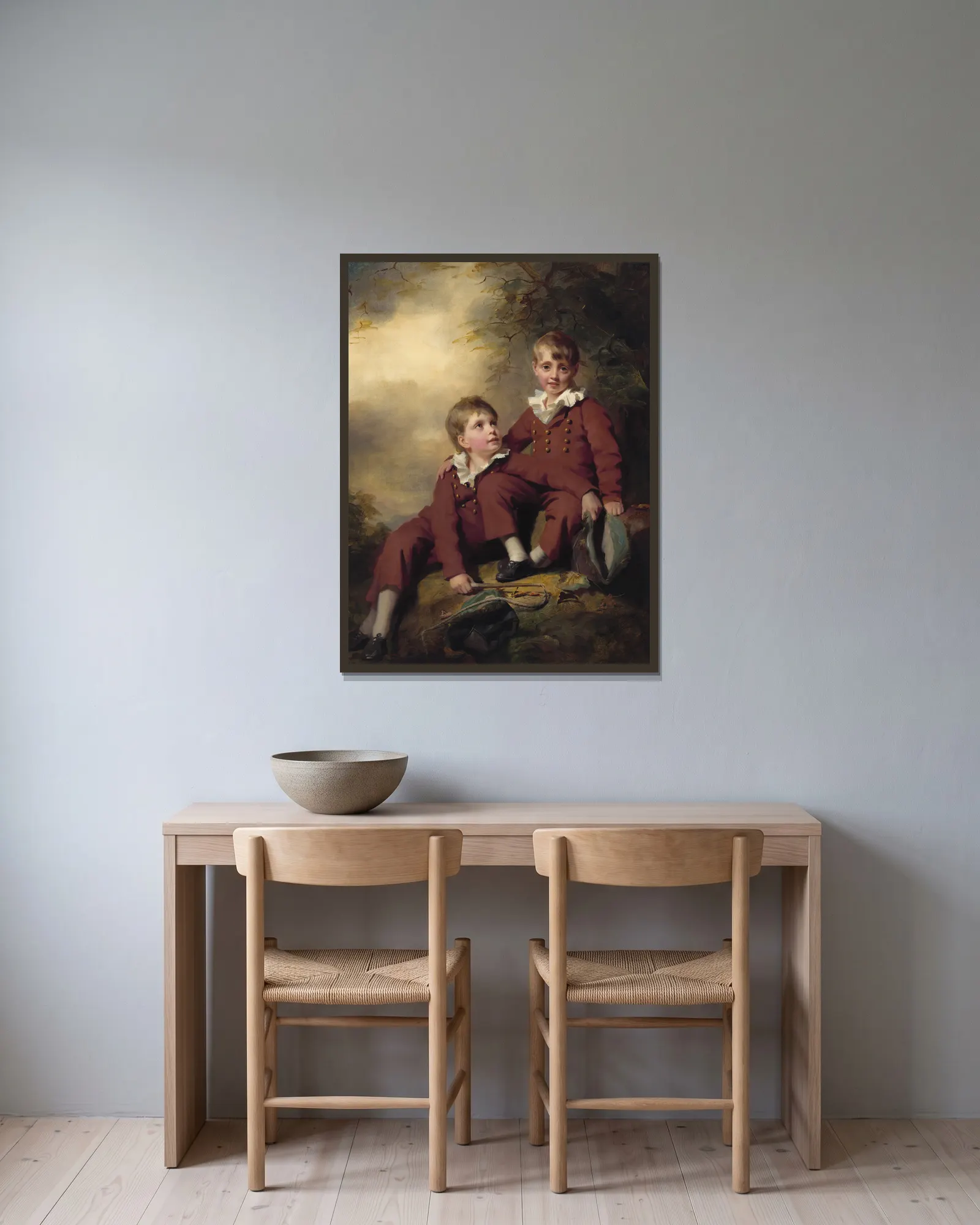 The Binning Children (probably c. 1811) av Sir Henry Raeburn inramad på en vägg