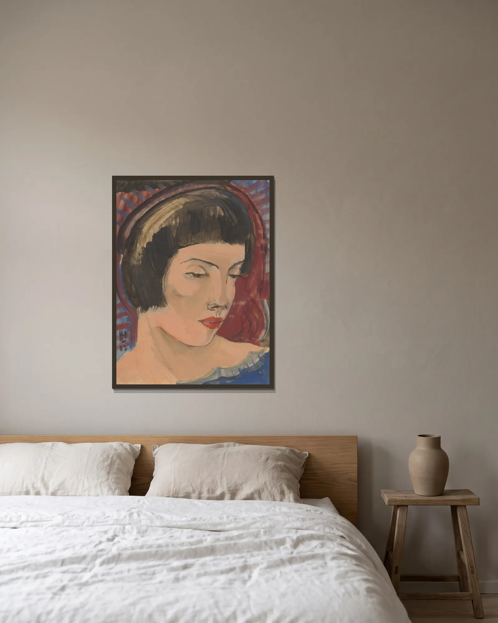 Woman’s head to the right av Hermann Lismann inramad på en vägg