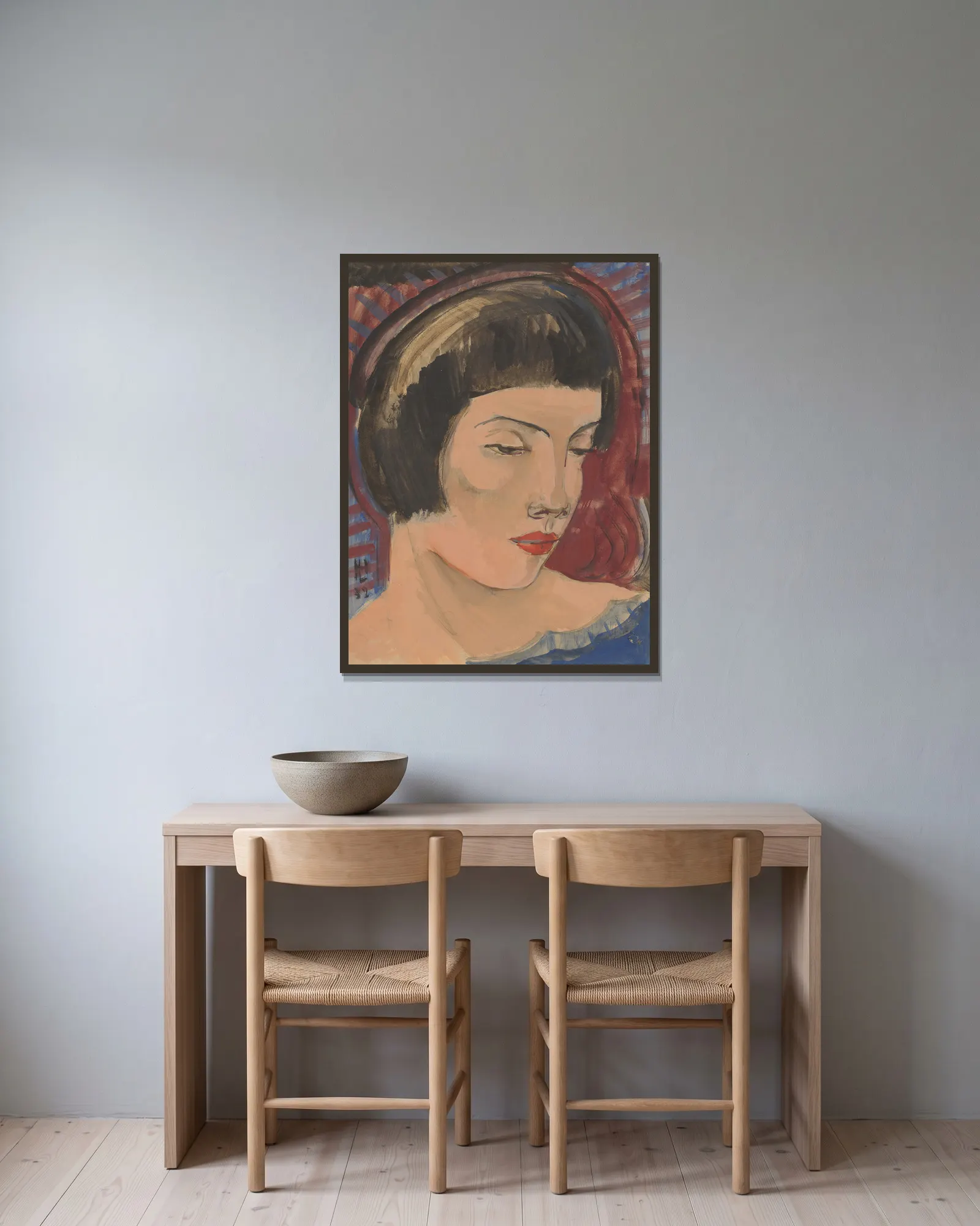 Woman’s head to the right av Hermann Lismann inramad på en vägg