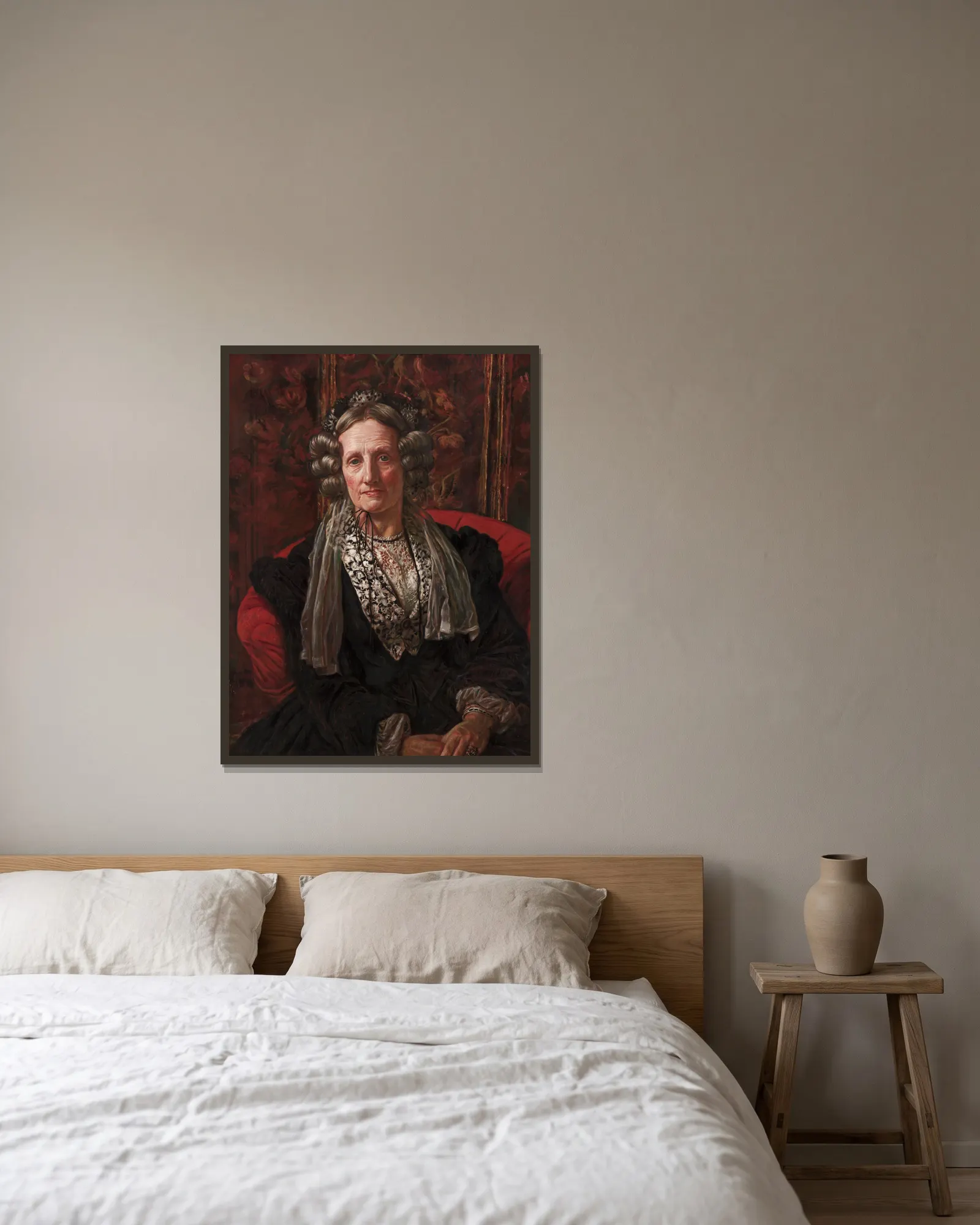 Mrs. George Waugh av William Holman Hunt inramad på en vägg