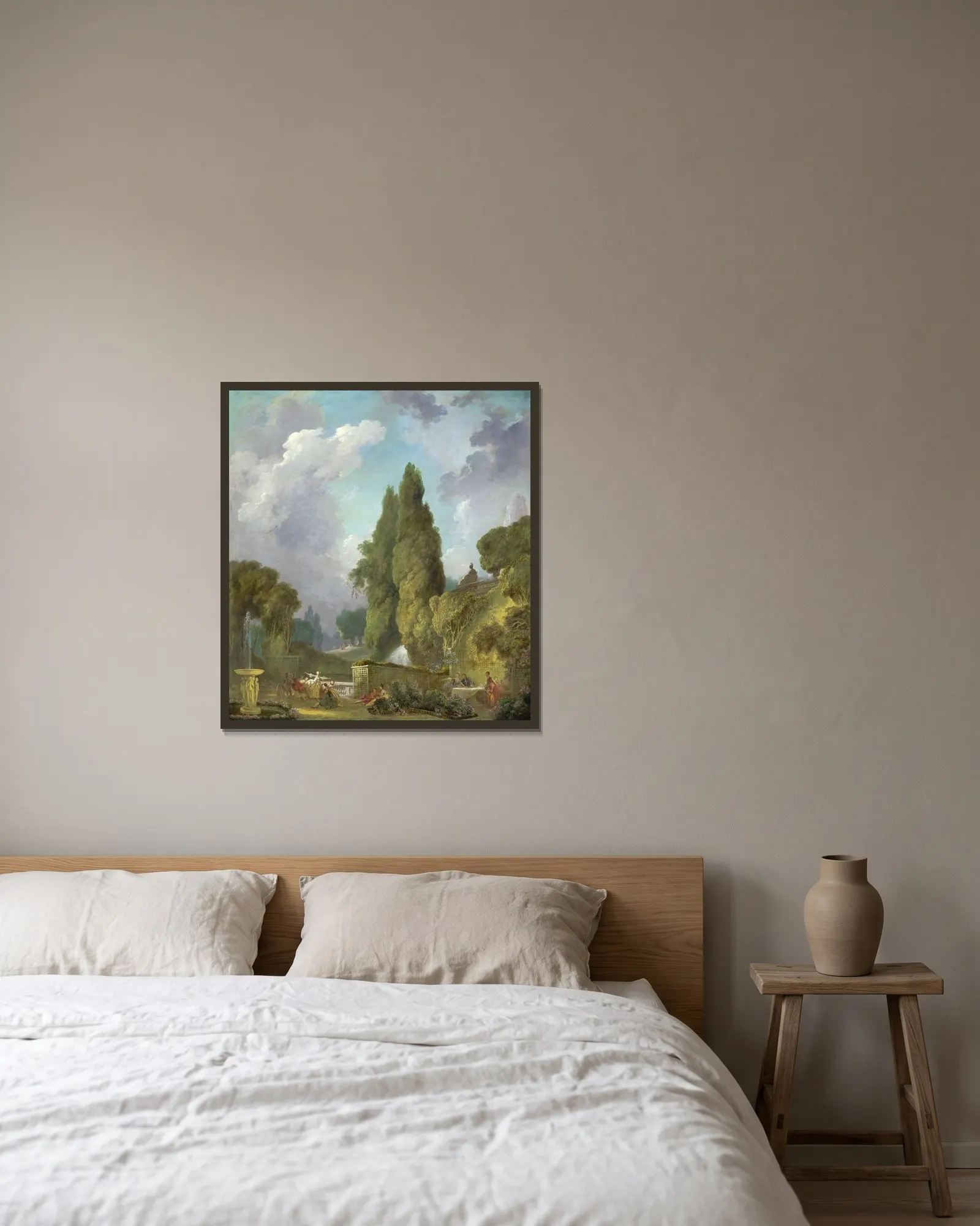 Blindman’s Buff av Jean-Honoré Fragonard inramad på en vägg