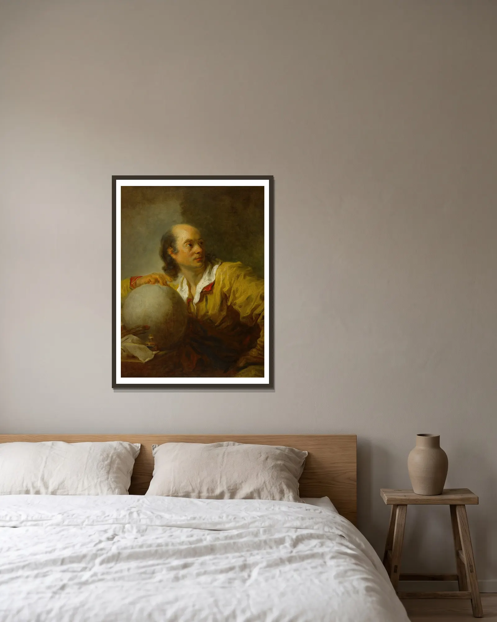 Jérôme de La Lande av Jean-Honoré Fragonard inramad på en vägg