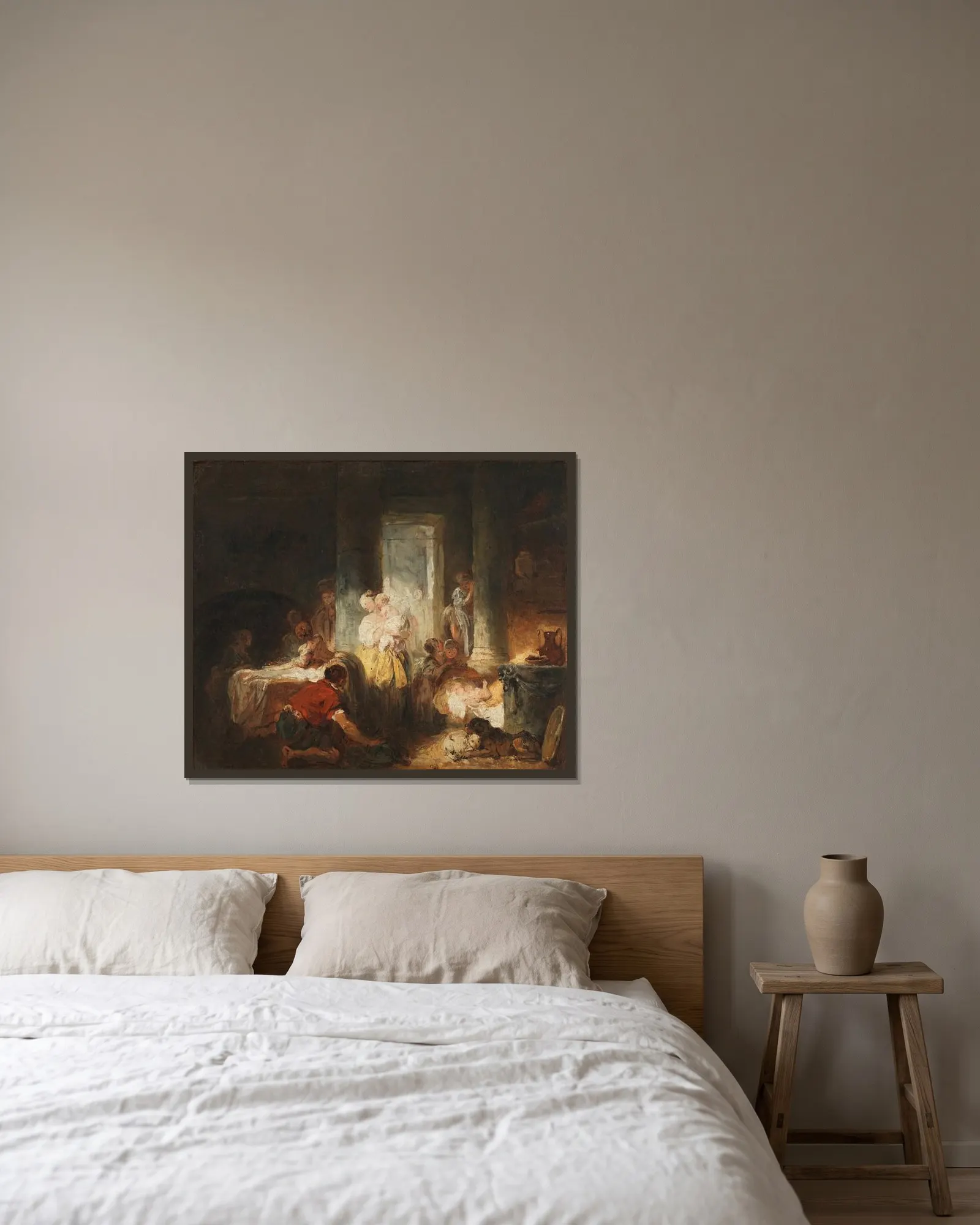 Roman Interior av Jean-Honoré Fragonard inramad på en vägg