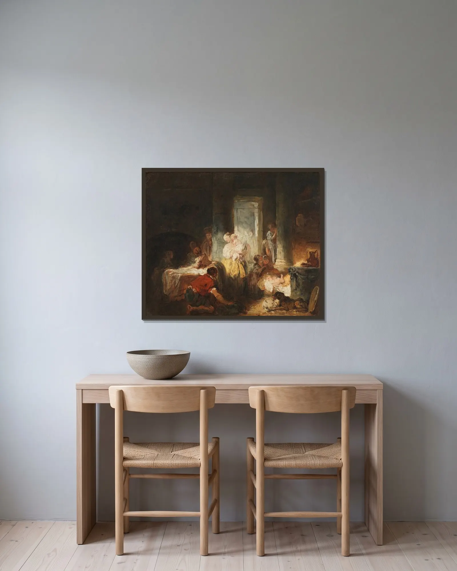 Roman Interior av Jean-Honoré Fragonard inramad på en vägg