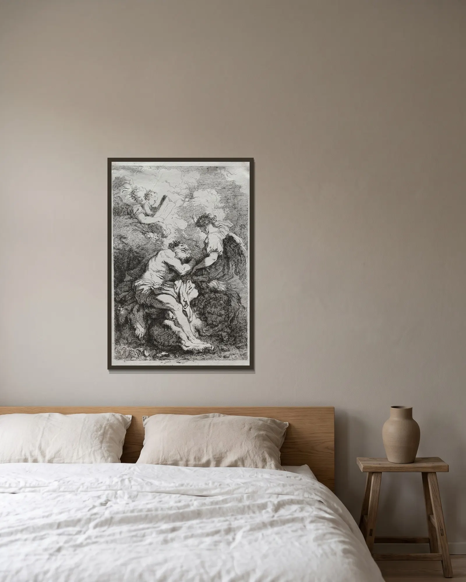 Saint Jerome av Jean-Honoré Fragonard inramad på en vägg