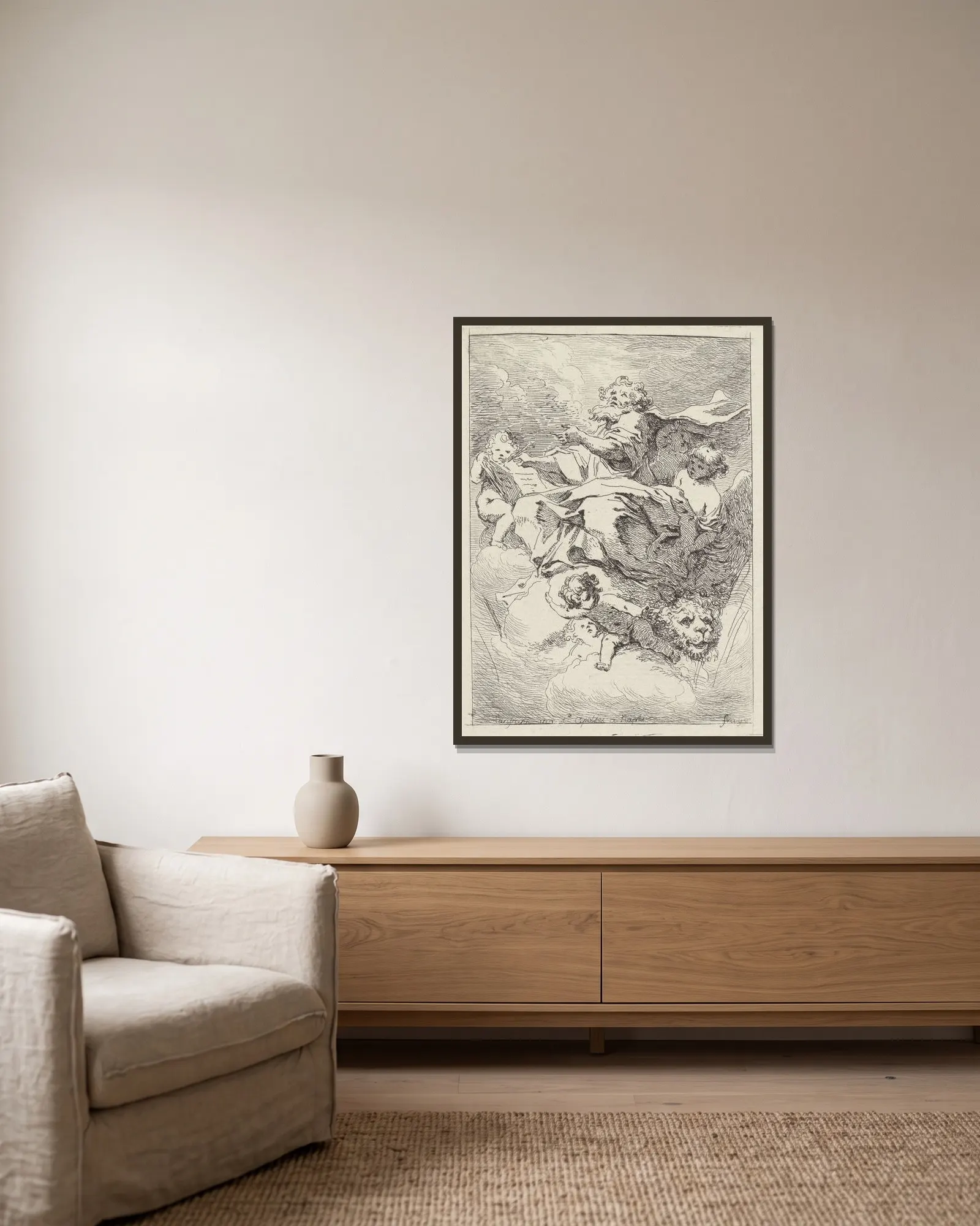 Saint Marc av Jean-Honoré Fragonard inramad på en vägg