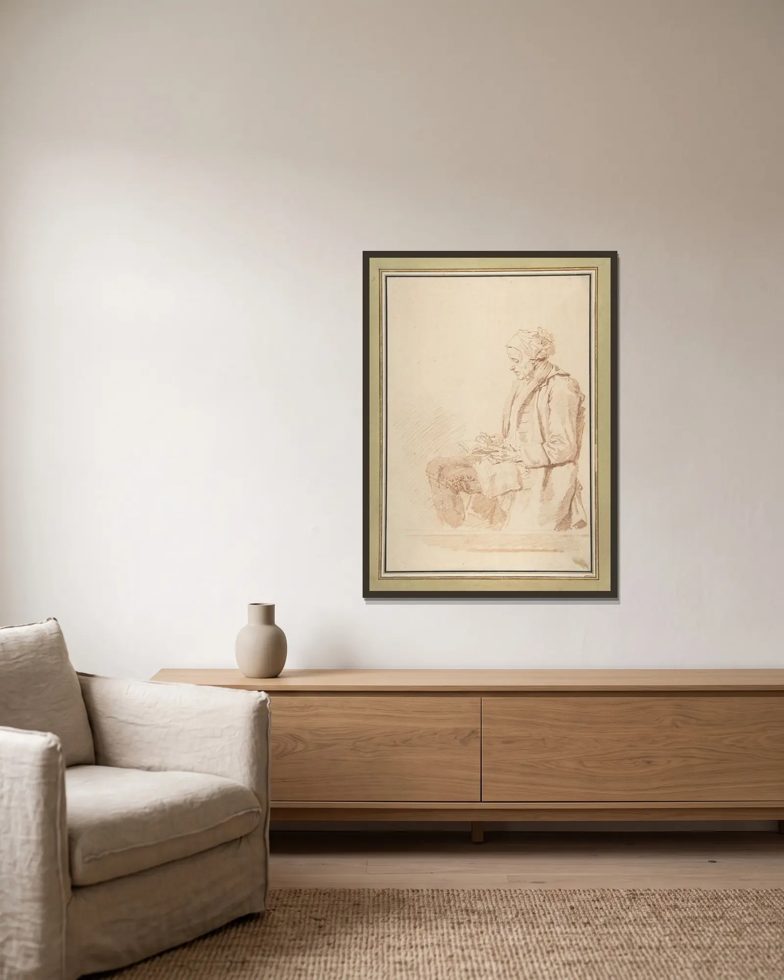 Seated Man Reading av Jean-Honoré Fragonard inramad på en vägg