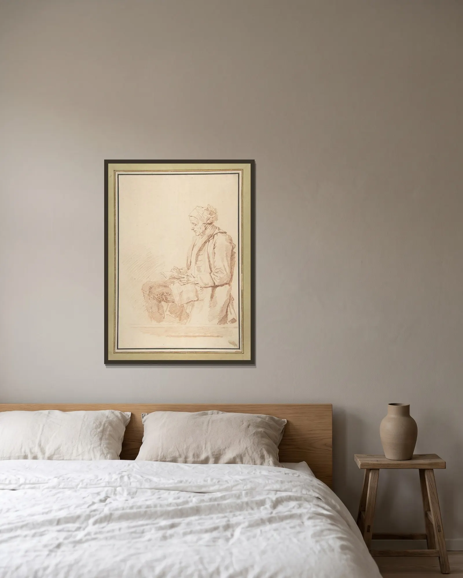 Seated Man Reading av Jean-Honoré Fragonard inramad på en vägg