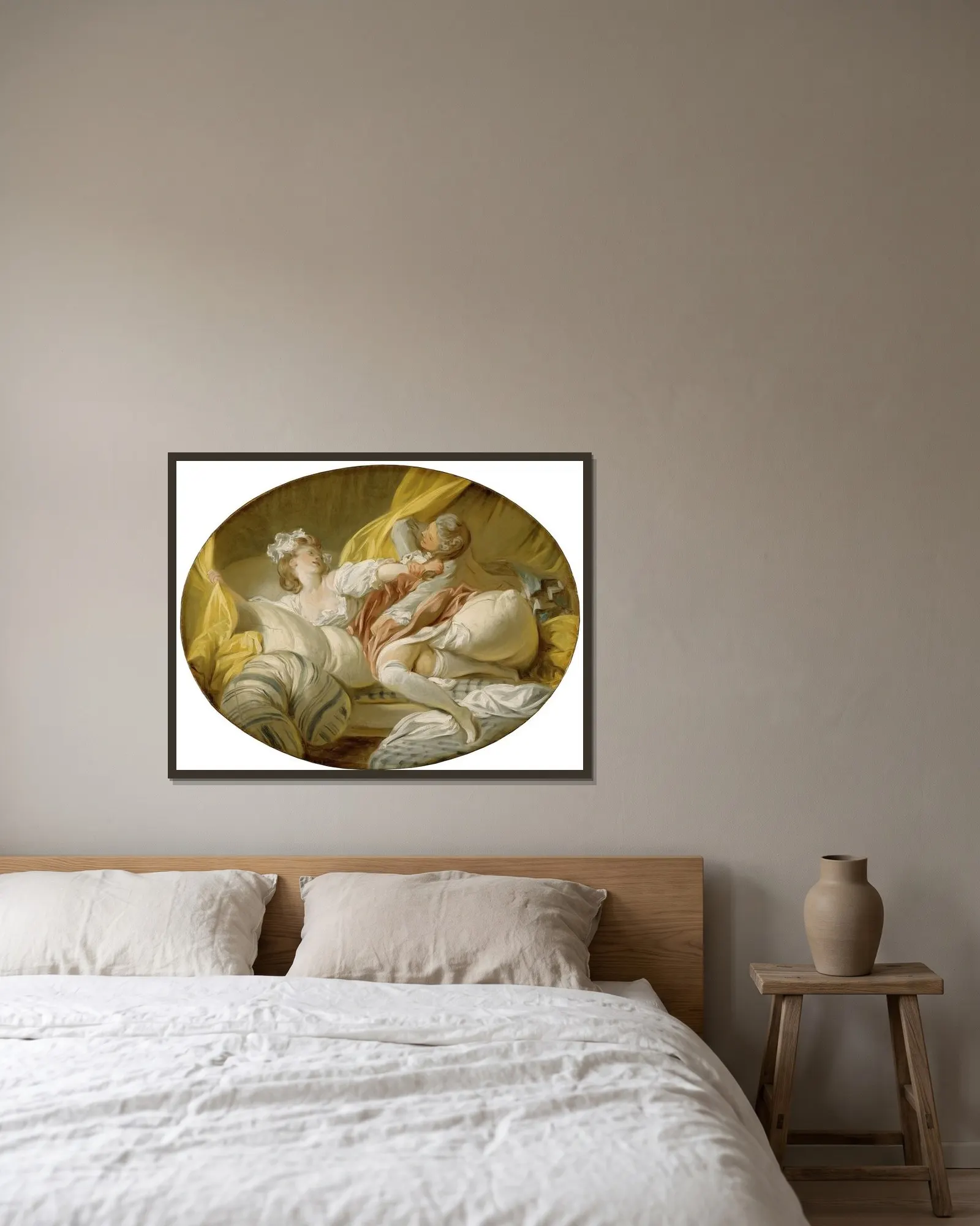 The Beautiful Servant av Jean-Honoré Fragonard inramad på en vägg